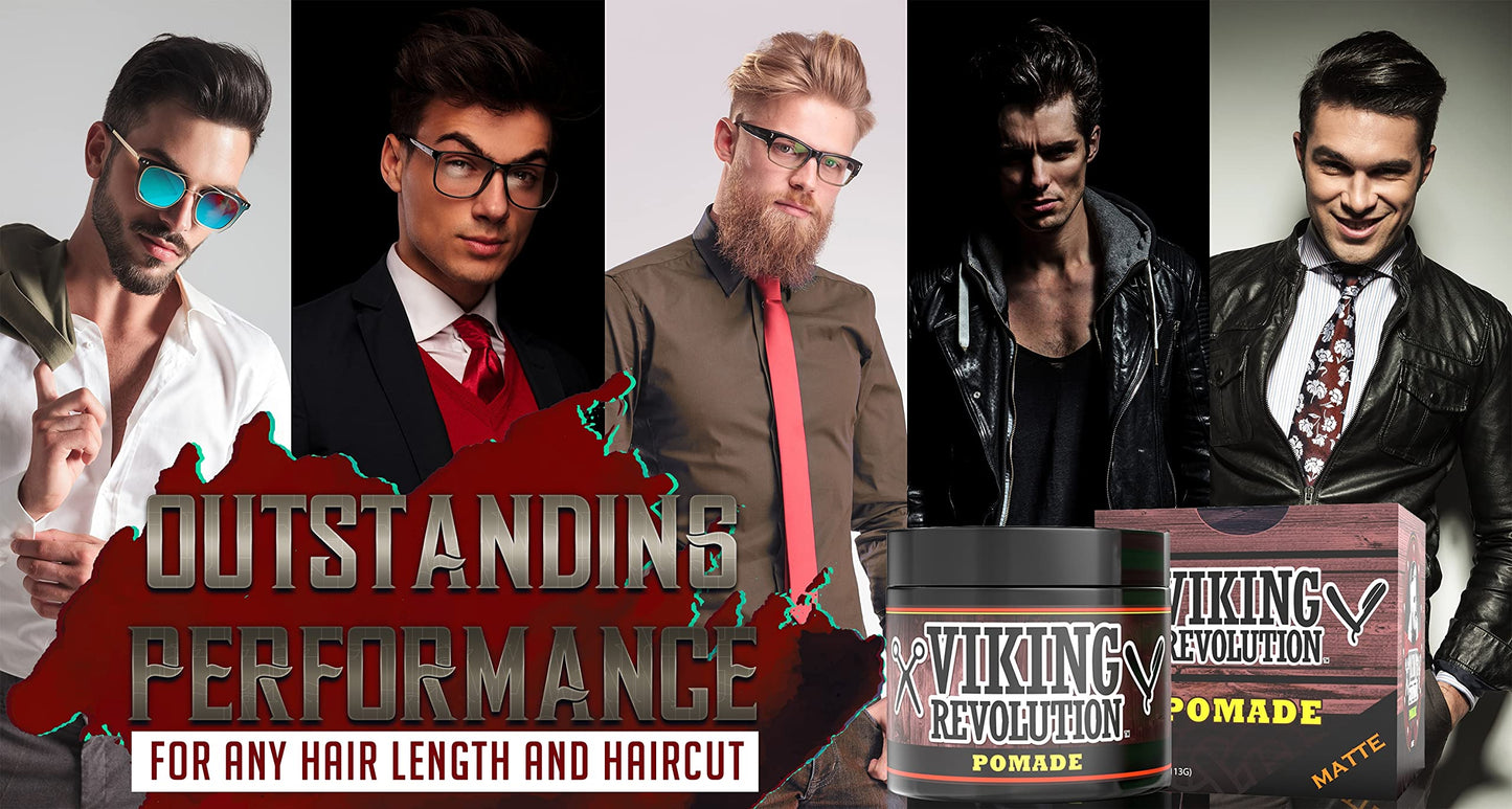 Viking Revolution Hair Pomade for Men (New Formula) - Medium Hold and Matte Shine Free for Classic Look 4oz - Water Based & Easy to Wash Out Beauty & Personal Care Viking Revolution