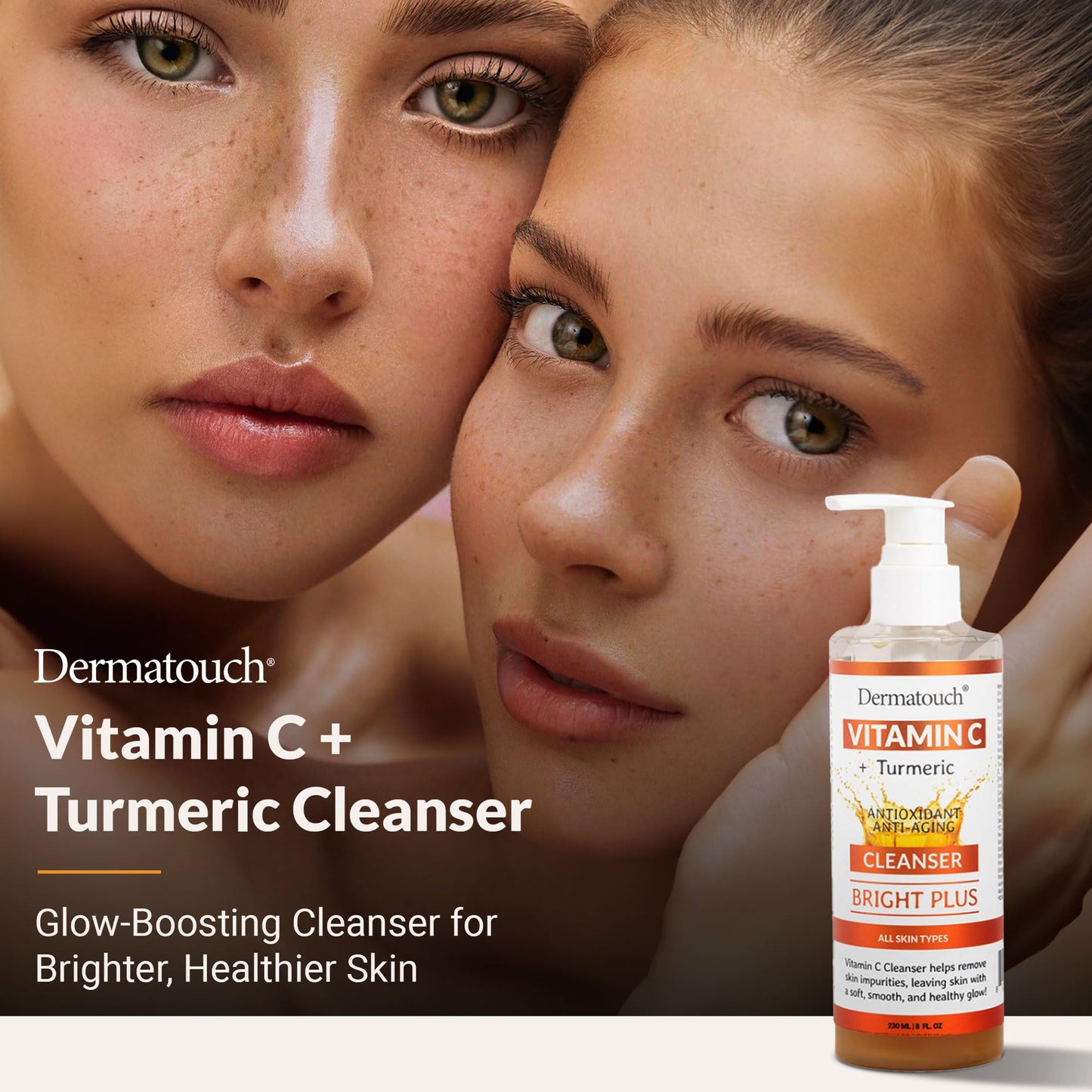 DERMATOUCH® Vitamin C Cleanser Water with Turmeric, Gentle Foaming Facial Cleanser for Daily Use, Helps Remove Impurities, All Skin Types, Made in Beauty & Personal Care DERMATOUCH