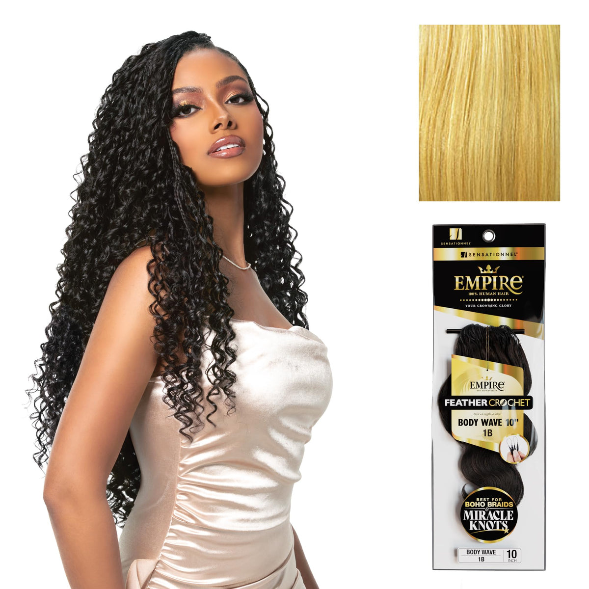 Sensationnel Empire Feather Crochet Braids-Body Wave,10in, S27/613
