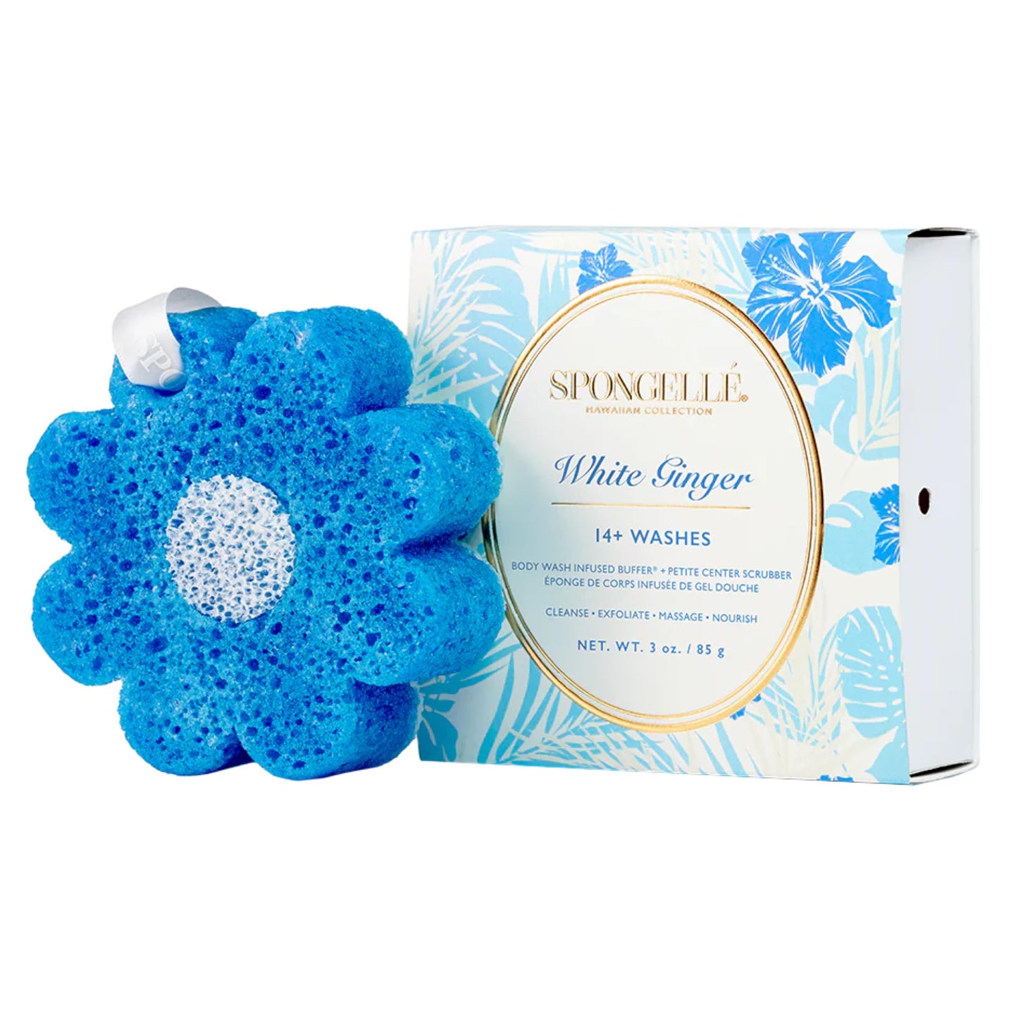 Spongellé White Ginger Hawaiian Buffer - Body Wash Infused Sponge with Awapuhi & Kukui Nut Oil - Exfoliates & Hydrates - 14+ Uses Beauty and Personal Care SPONGELLÉ