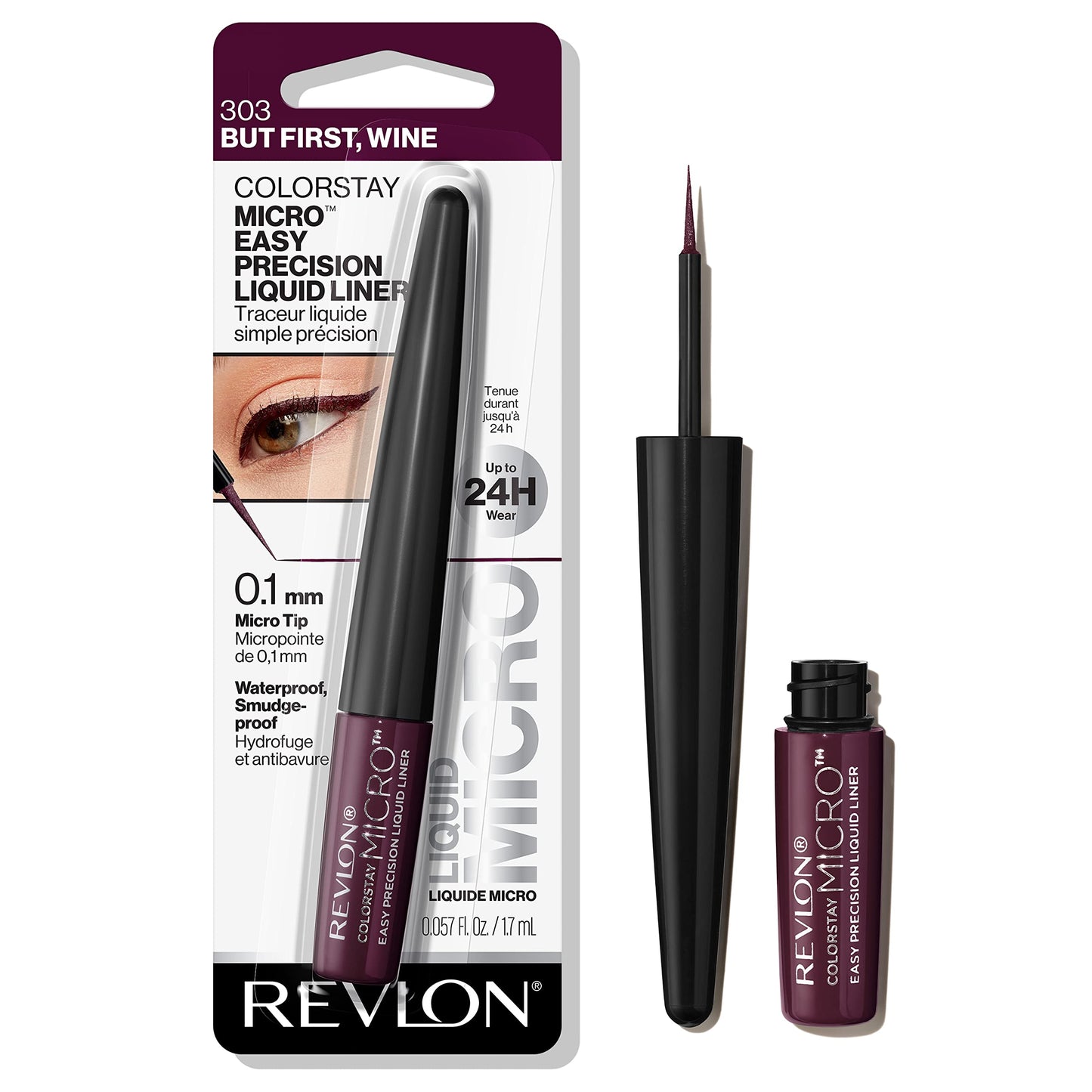 REVLON ColorStay Micro Easy Precision Liquid Eyeliner, Waterproof, Smudgeproof, Longwearing with Felt Tip Applicator, 303 But First, Wine, 0.057 fl oz Beauty & Personal Care REVLON