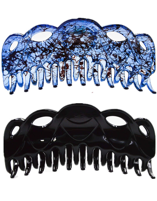 Prettyou 5.5 Inches Large Crystal Plastic Hair Claw Banana Clips for Thick Hair Women,pack of 2 (Set1) Beauty & Personal Care Prettyou