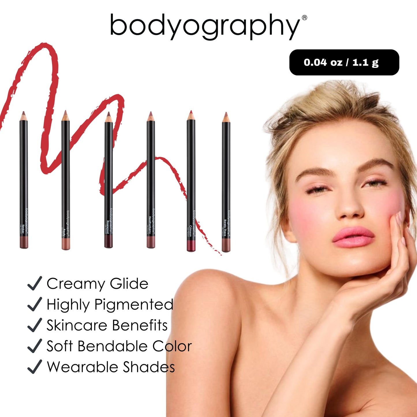 Lip Pencil - Heatherberry by Bodyography for Women - 0.04 oz Lip Pencil Beauty & Personal Care Bodyography