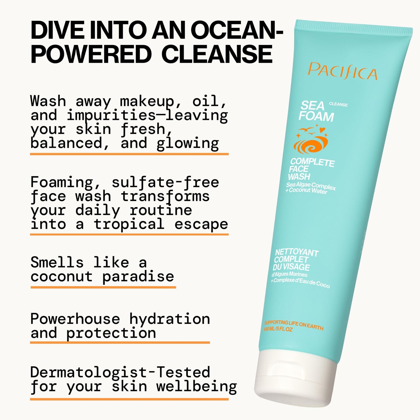 Pacifica Face Wash - Sea Foam Mini Travel Size, Skincare, Daily Gentle Foaming Cleanser, Makeup Remover, Face Cleanser, Skin Care, For Combination Beauty & Personal Care Pacifica
