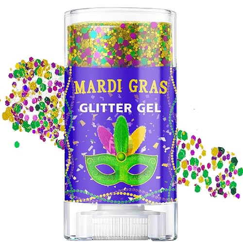 Mardi Gras Glitter Gel Stick, Color-Changing in Different Lighting, for Body, Face & Hair (Mardi Gras) Beauty & Personal Care CiikDux
