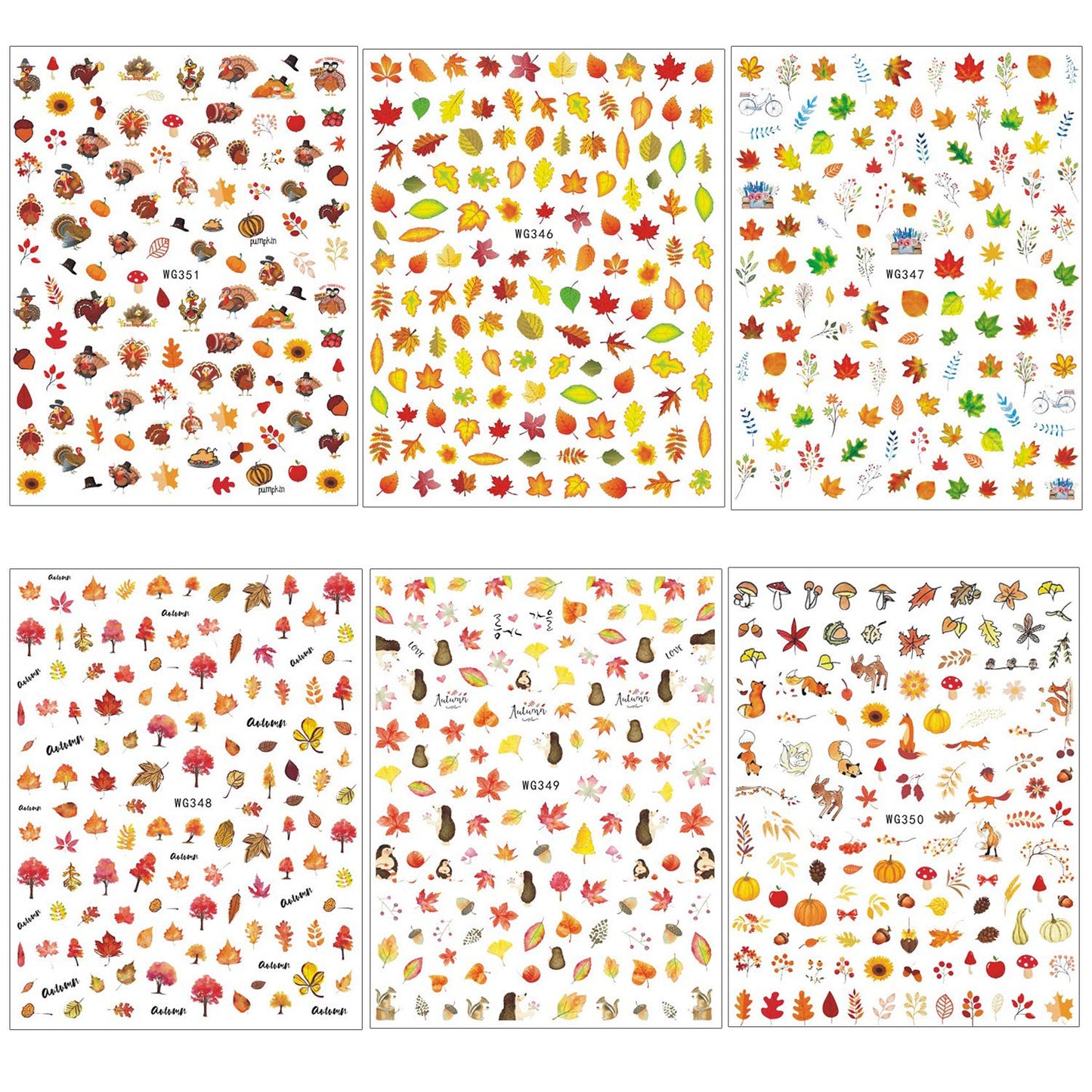 Adurself 1000+ Patterns Halloween and Autumn Fall Nail Art Decals Pumpkin Maple Leaves Nail Self-Adhesive Stickers Spider Web Bat for Women Girls Nail Beauty & Personal Care Adurself