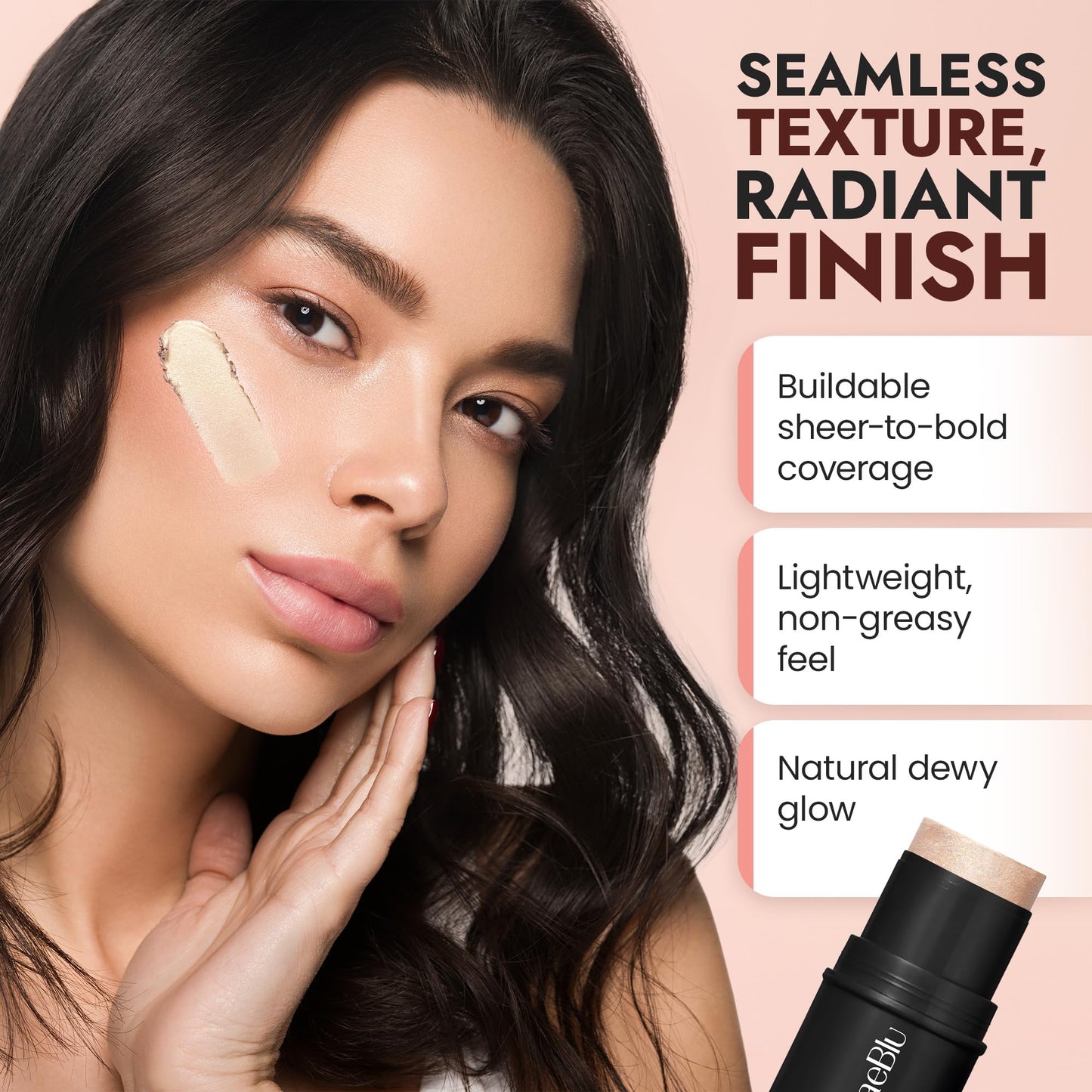 BaeBlu - Organic Blush Tube, Chardonnay - 100% Natural Vegan Cream Blush Sticks, Multi-Use Bronzer, & Highlighter for Lips, Cheeks & Eyes, Buildable Beauty & Personal Care BaeBlu