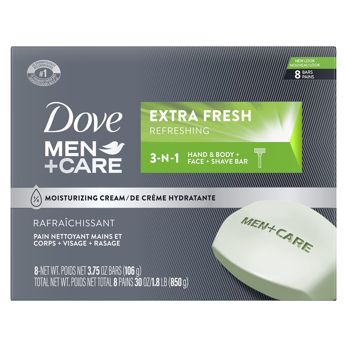 Dove Men+Care 3 in 1 Bar Cleanser for Body, Face, and Shaving to Clean and Hydrate Skin Extra Fresh Body and Facial Cleanser More Moisturizing Than Beauty & Personal Care DOVE MEN + CARE