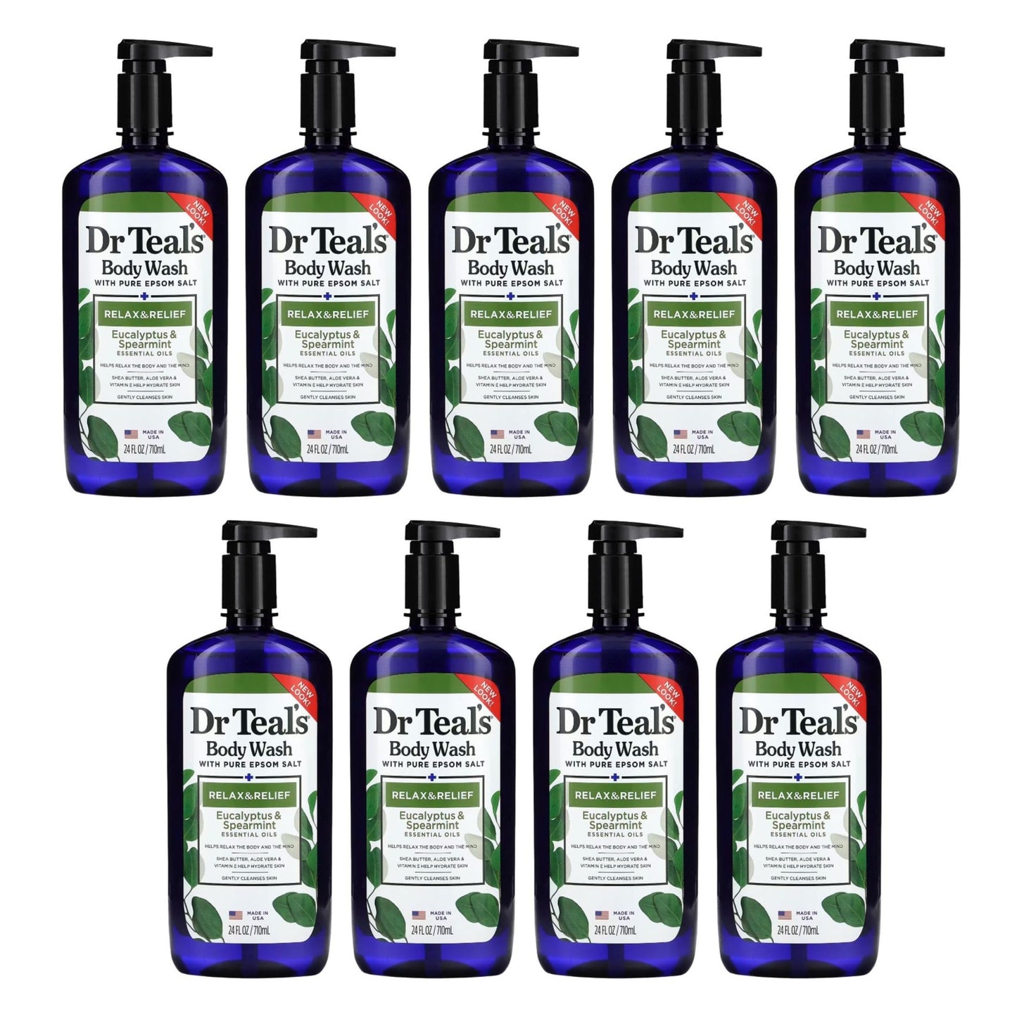 Dr Teal's Body Wash, Relax & Relief with Eucalyptus & Spearmint 24 oz (Pack of 9) Beauty & Personal Care Dr Teal's