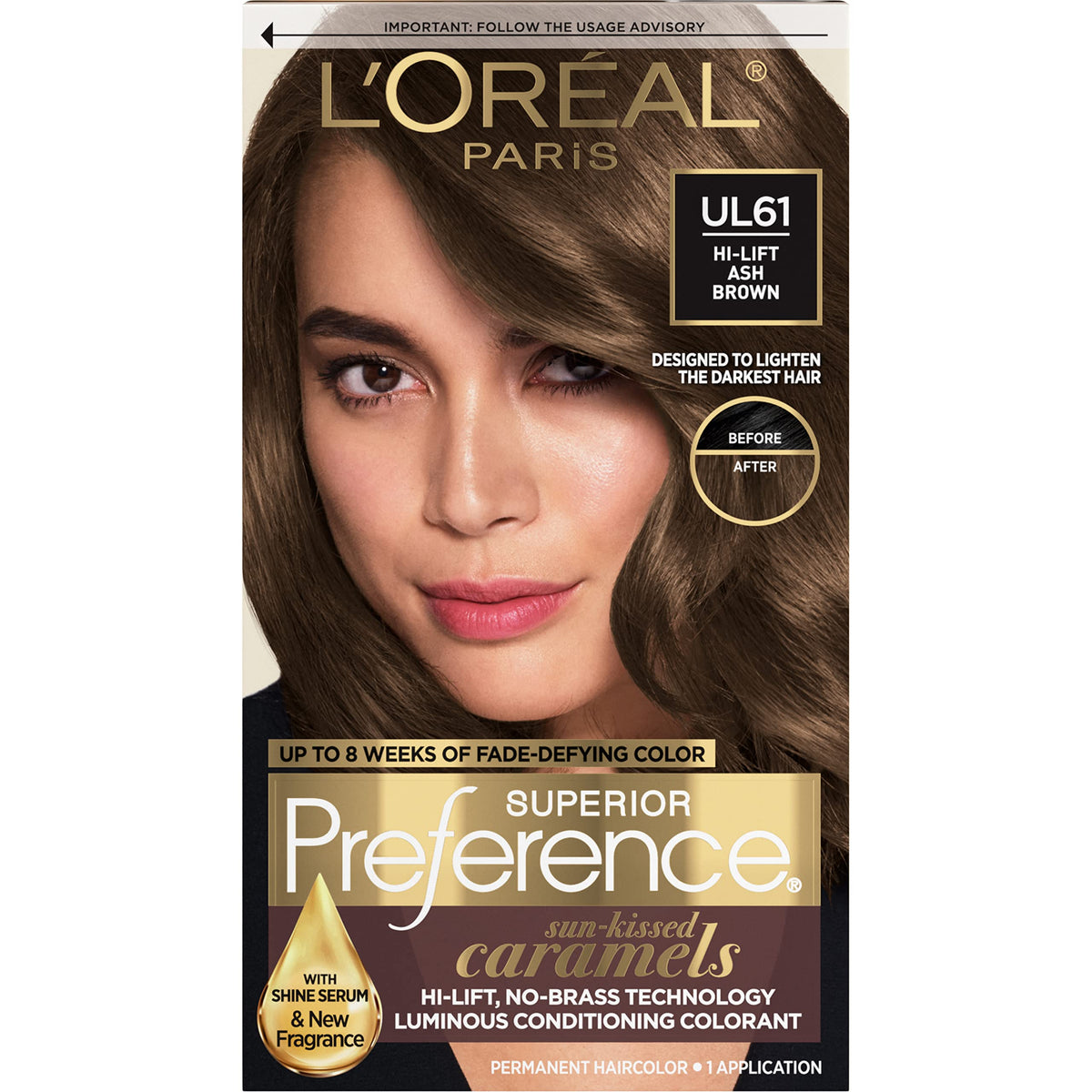 L’Oreal Paris Superior Preference Fade-Defying + Shine Permanent Hair Color, UL61 Ultra Light Ash Brown, Pack of 1, Hair Dye Beauty & Personal Care L'Oreal Paris