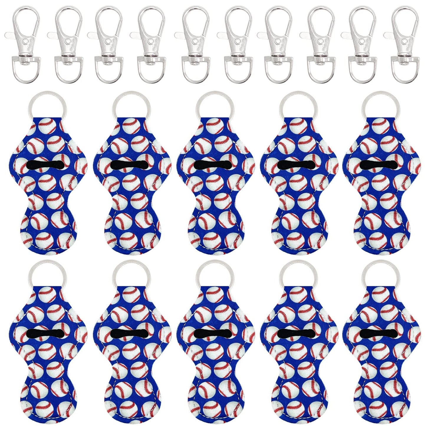 allydrew 10 Pack Chapstick Holder Keychain, Keyring for Lip Balm Lip Gloss Lipstick with 10 Pieces Metal Keyring Clasps, Play Ball Beauty & Personal Care allydrew