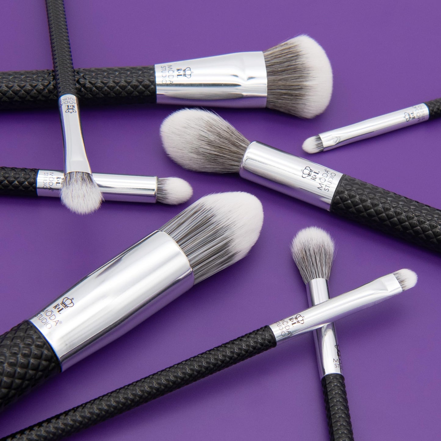 Moda Studio Backstage Pass 8pc Makeup Brush Kit - Complete Face & Eye Brush Set with Travel Pouch Beauty & Personal Care MODA