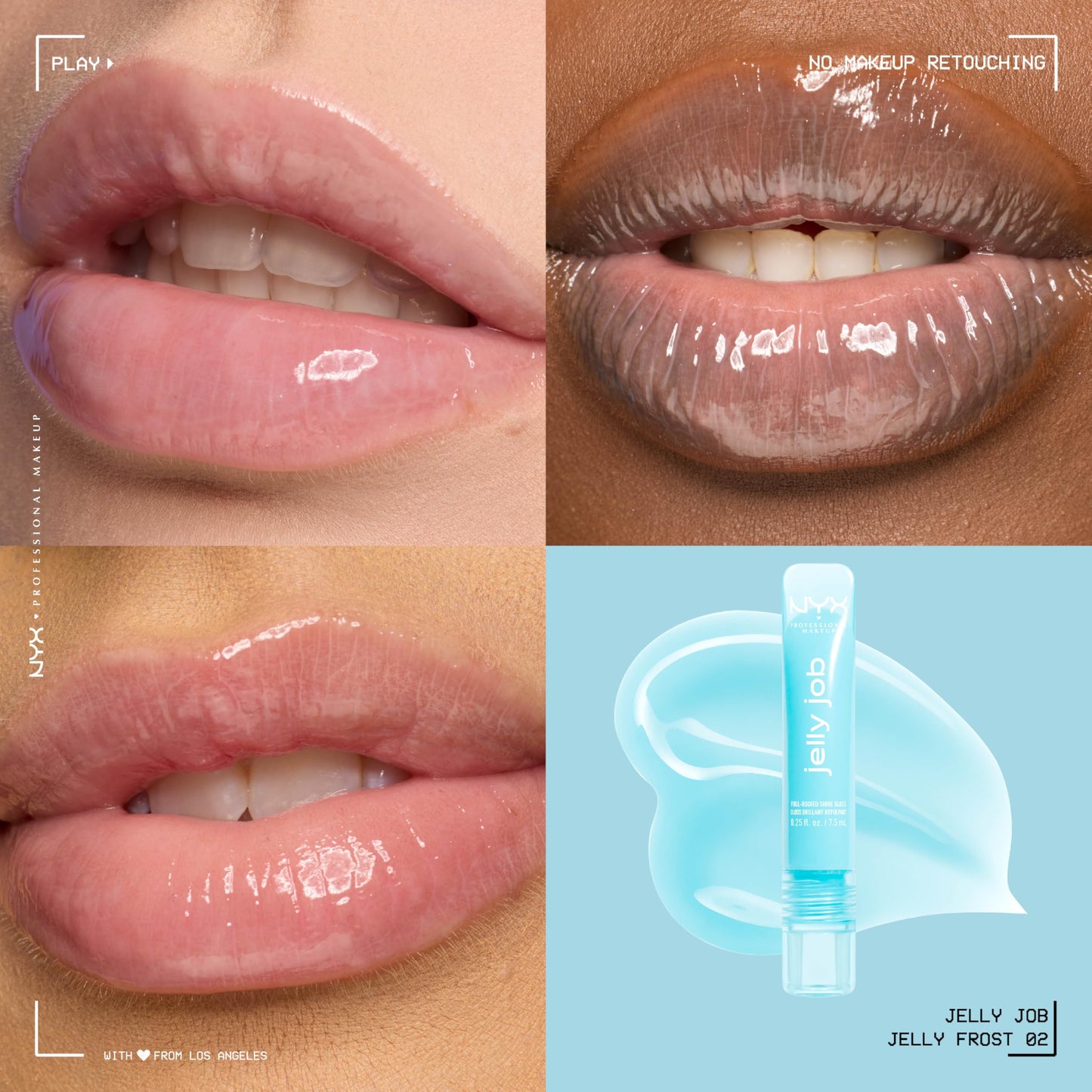 NYX PROFESSIONAL MAKEUP Jelly Job Lip Gloss, Lip Tint Gloss with Full-Bodied, Smoothing, and Hyper-Glossy Shine - Jelly Frost (Icy Blue) Beauty & Personal Care NYX PROFESSIONAL MAKEUP