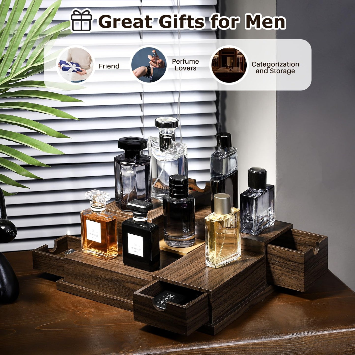 Homde Cologne Organizer - 4 Tier Perfume Display Tray with Hidden Drawers - Perfect for Men Essentials Accessories Beauty & Personal Care Homde