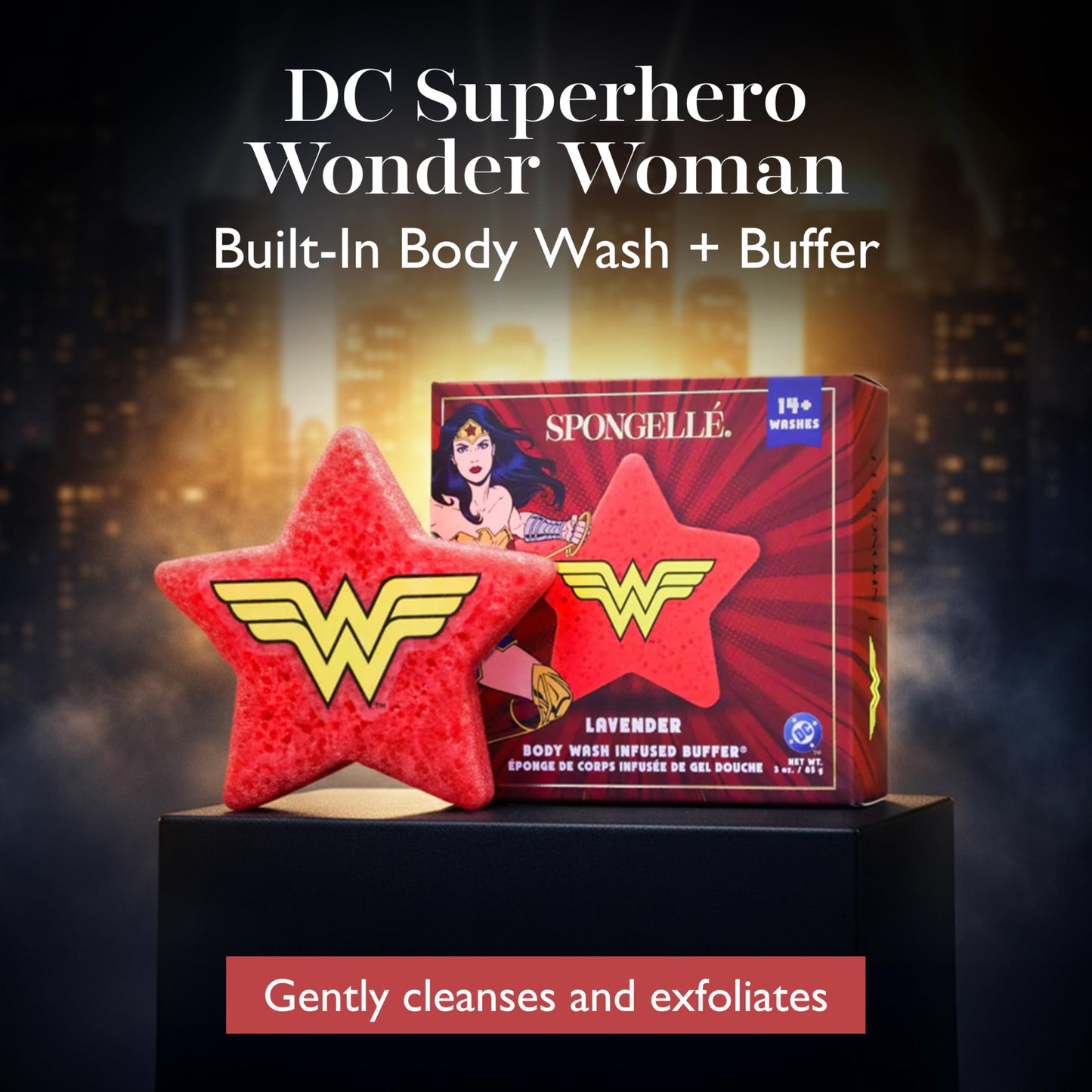 SPONGELLÉ Wonder Woman Lavender Body Buffer - DC Super Hero Collection Beauty and Personal Care SPONGELLÉ