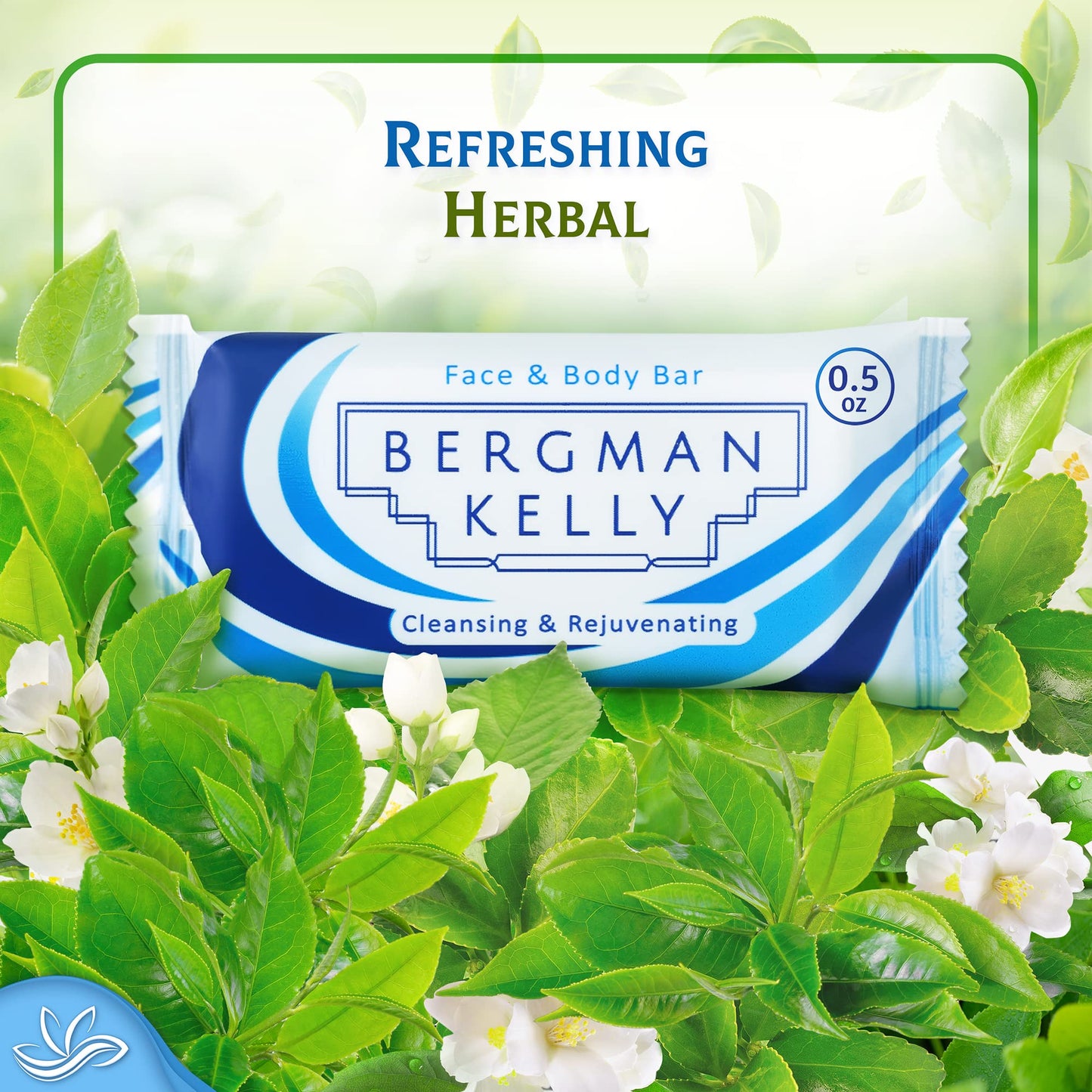 BERGMAN KELLY - Hotel Soap Bars - White Tea, 0.5 oz, 100 PK - Travel Size Luxury Bulk Amenities Bar Soap - Mini Individually Wrapped Rectangular Soap Beauty & Personal Care BERGMAN KELLY