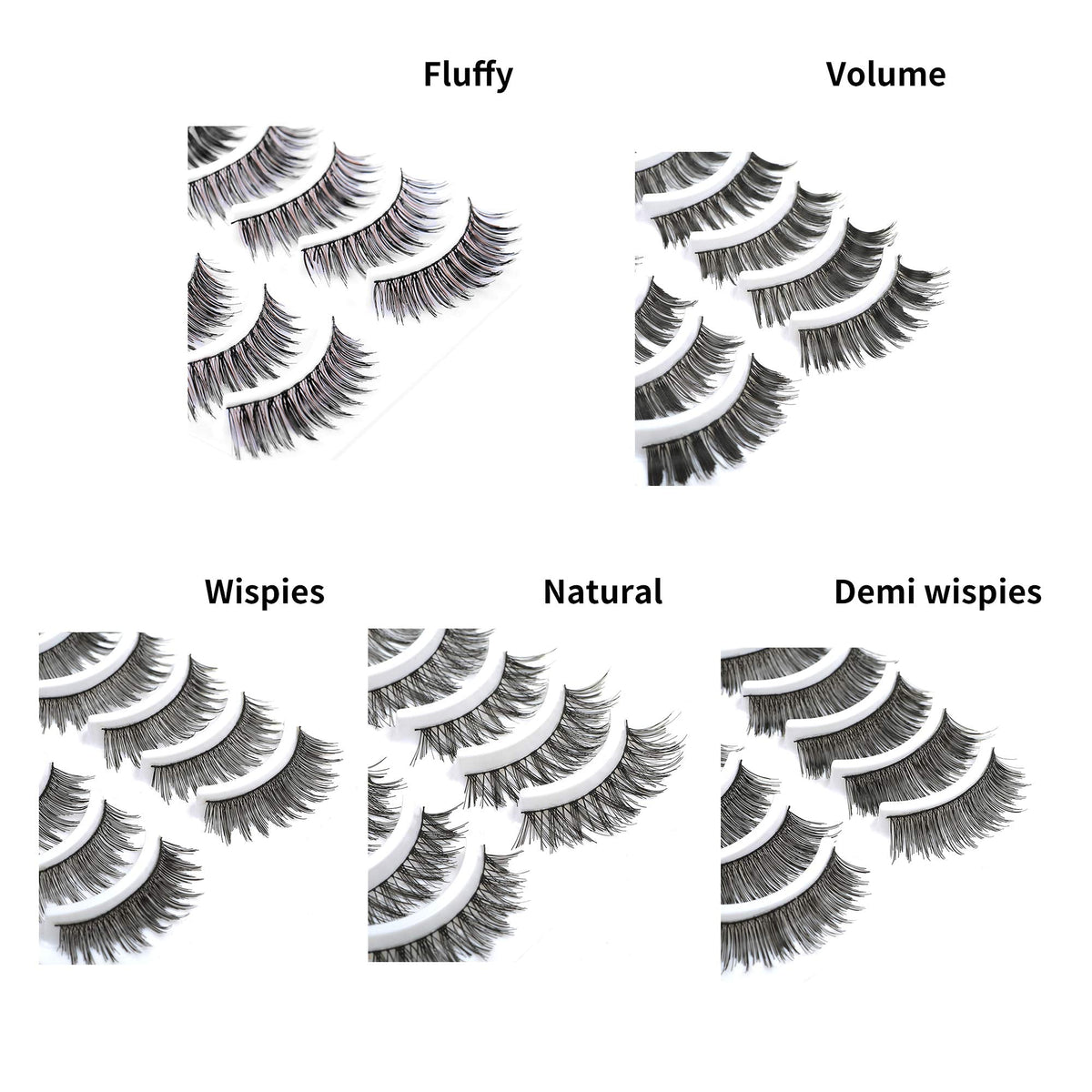 50 Pairs 5 Styles MUSELASH False eyelashes set professional 100% Handmade natural, glamorous, demi wispies, volume multipacks, cotton band, 10 Pairs Beauty & Personal Care MUSELASH