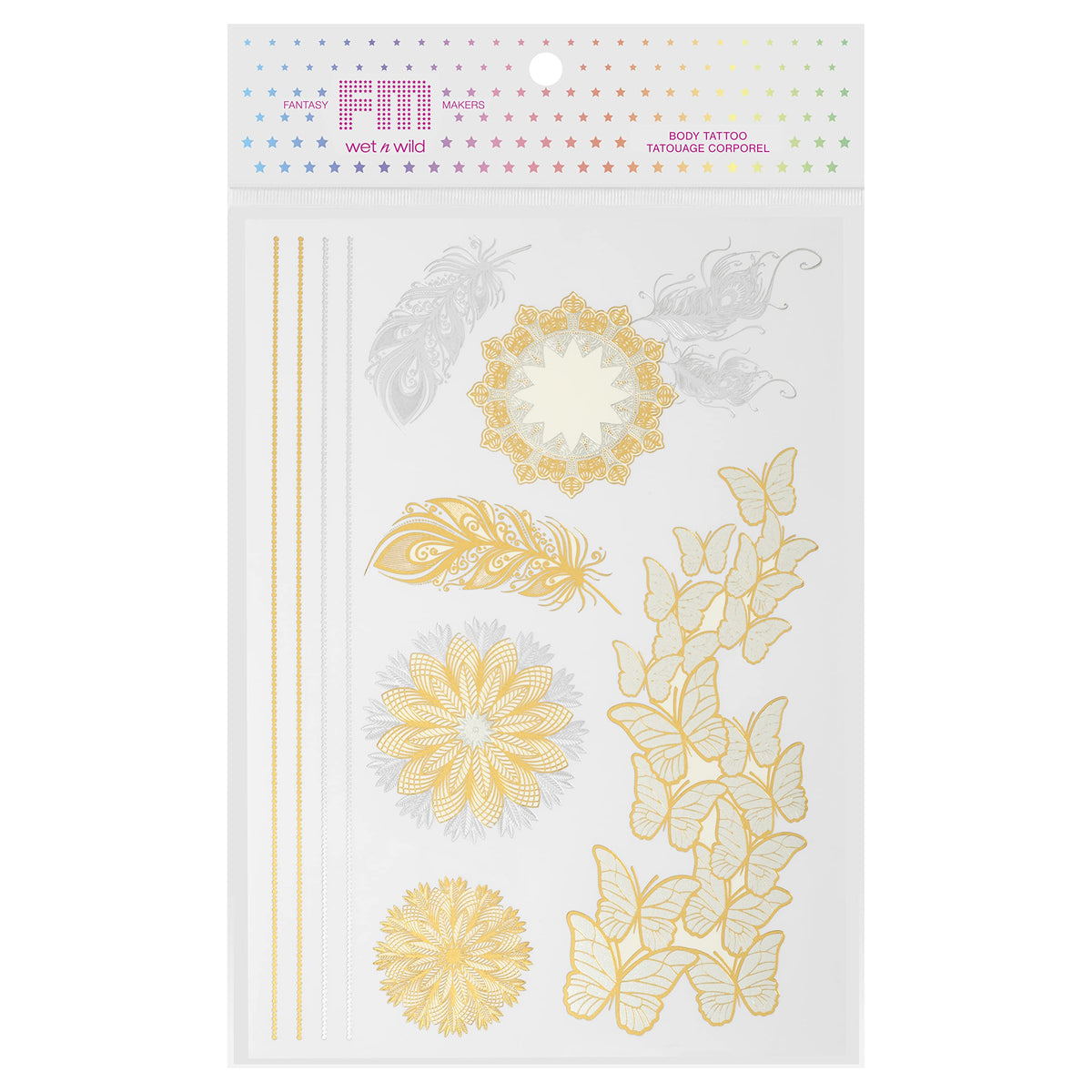 wet n wild Fantasy Makers Gold Silver Metallic Body Tattoo Flutter