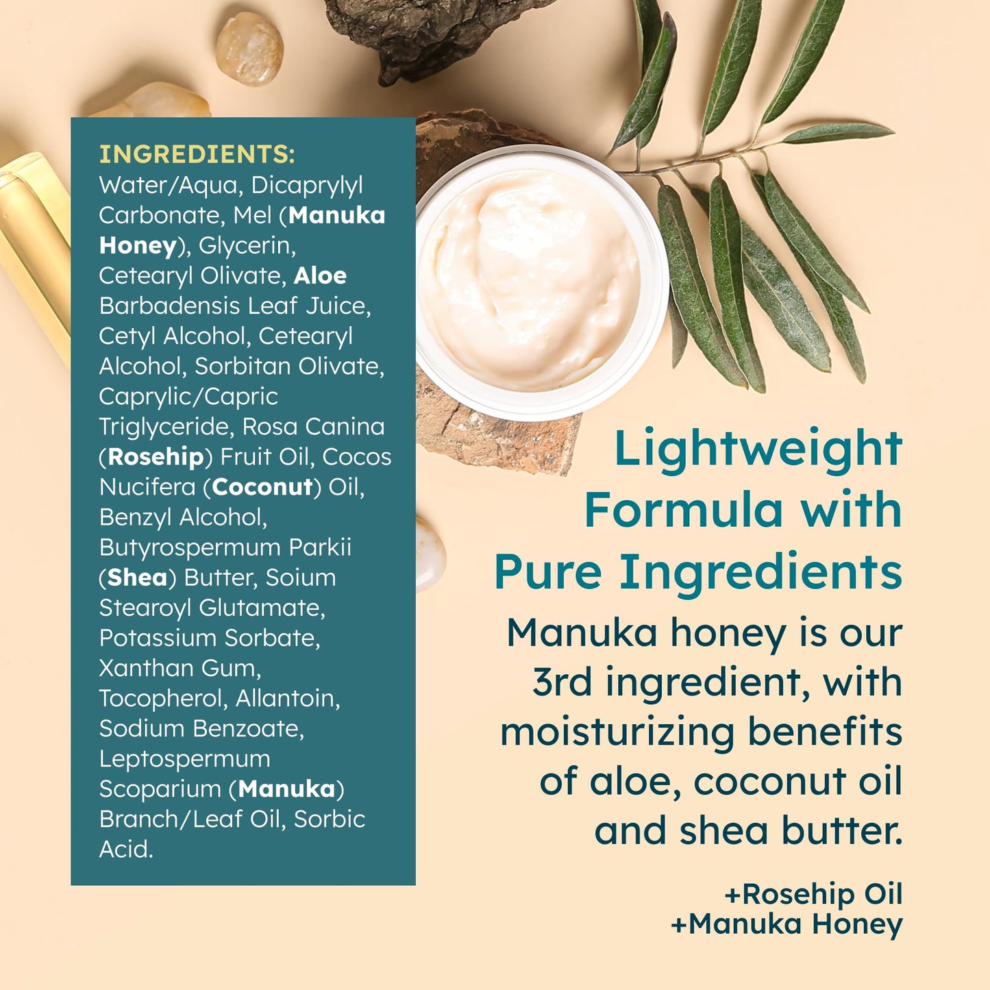 MELORA Manuka Honey Moisturizing Face Cream (1.7 Oz) - Face Moisturizer with Manuka Honey & Oil for Dry or Sensitive Skin - Anti-Aging Cream Facial Beauty & Personal Care MELORA
