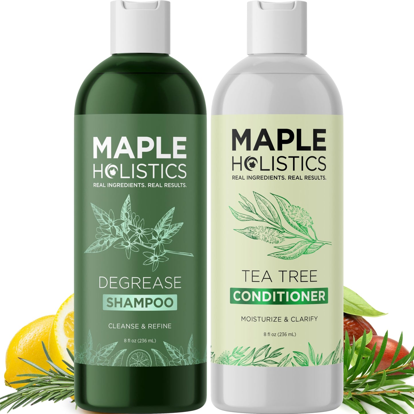 Shampoo and Conditioner for Oily Hair and Scalp - Sulfate and Paraben Free Shampoo and Conditioner Set for Oily Hair Care with Deep Cleansing Tea Tree Beauty & Personal Care Maple Holistics