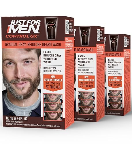 Just for Men Control GX Grey Reducing Beard Wash Shampoo with Keratin, Gradually Colors Mustache and Beard, Leaves Facial Hair Thicker Softer Beauty & Personal Care Just for Men