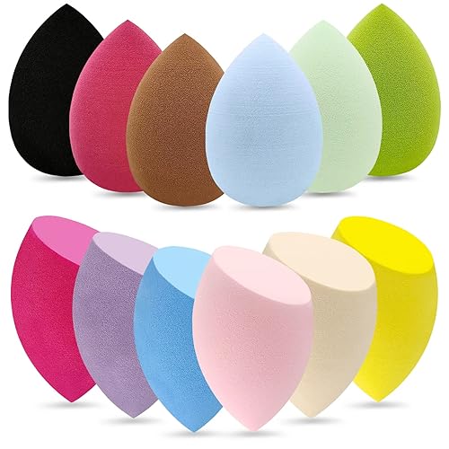 12 Pieces Professional Makeup Sponge Set,Latex Free Flawless Soft Setting Face Puffs,Multicolor Beauty Sponge Blender Cosmetic Applicator Beauty & Personal Care Scartink