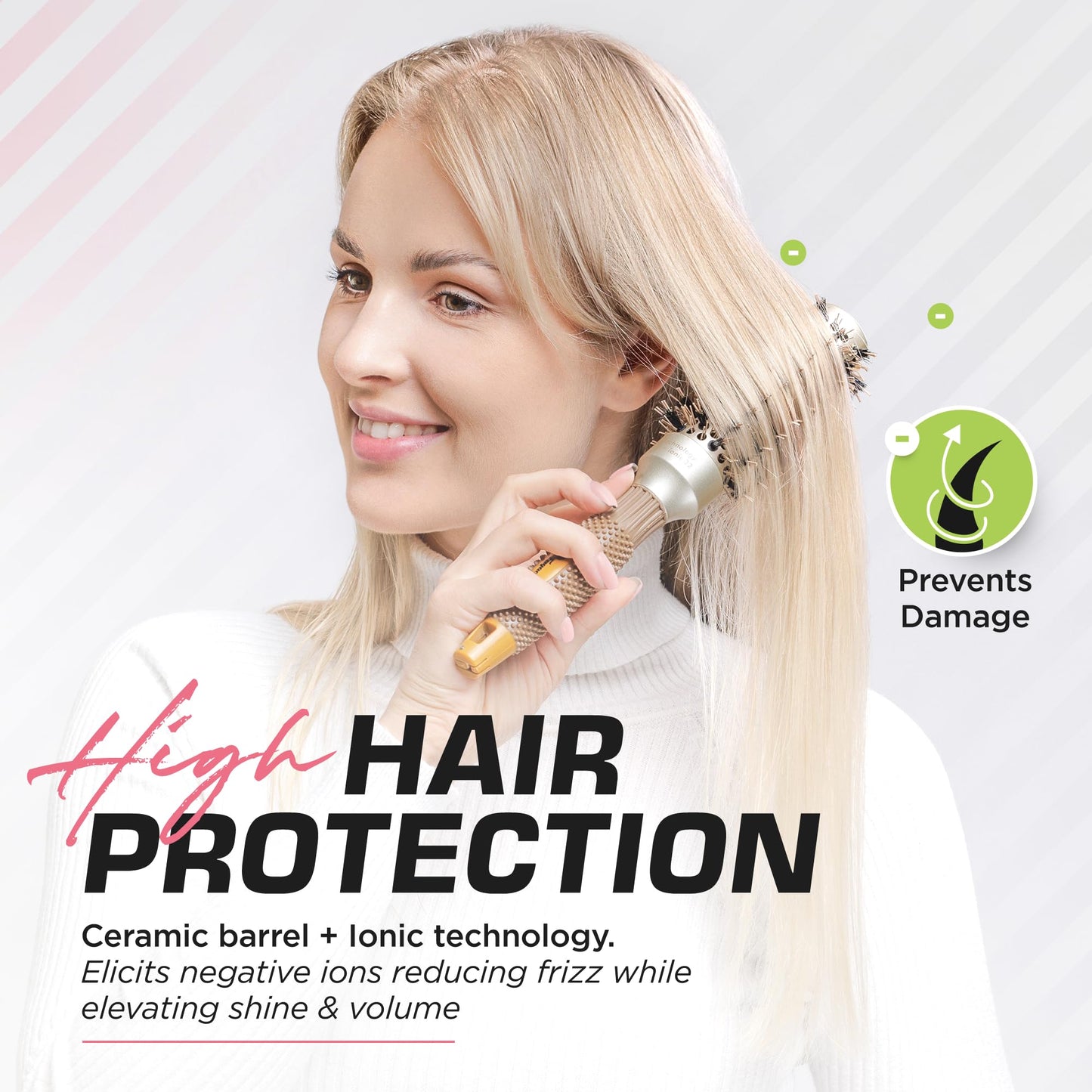 Fagaci Small Round Brush for Blow Drying with Natural Boar Bristle, Hair Styling, Drying, Healthy Hair and Add Volume, Ceramic Gold, Hair Brush + 4 Beauty & Personal Care Fagaci