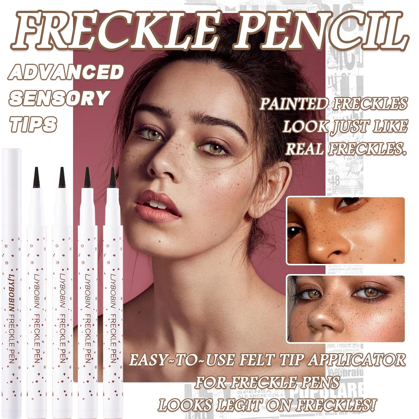 LJYBoBin Freckle Pen 4 Colors - Vivid Lifelike Freckle Makeup, Waterproof Long Lasting Quick Dry Soft Spot Pen - Light Brown, Coffee, Chestnut, Dark Beauty & Personal Care LJYBoBin