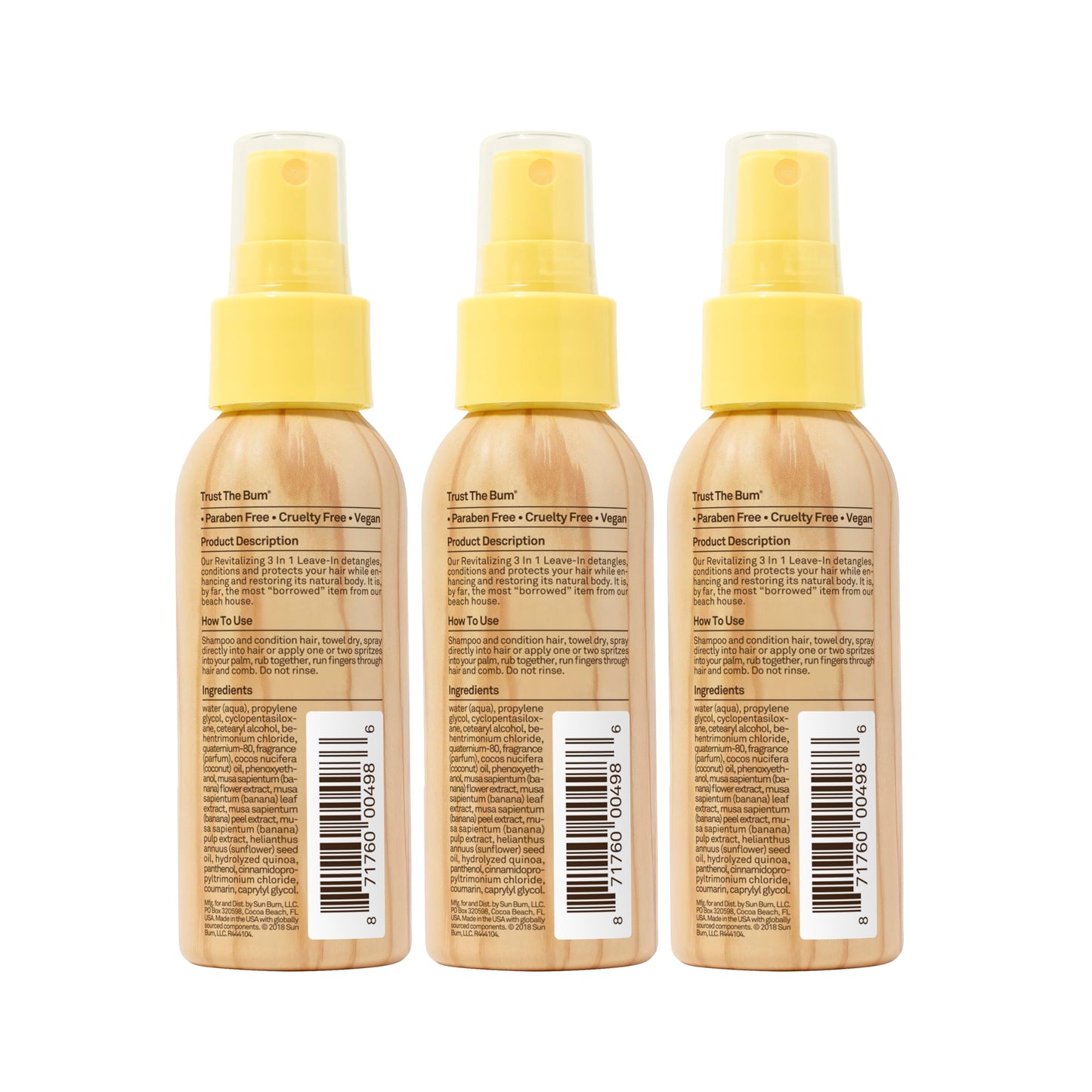 Sun Bum Revitalizing 3 in 1 Leave In Conditioner - Anti Frizz Detangler - Color Friendly with UV Protection - Enriched with Coconut Oil and Banana Beauty & Personal Care Sun Bum