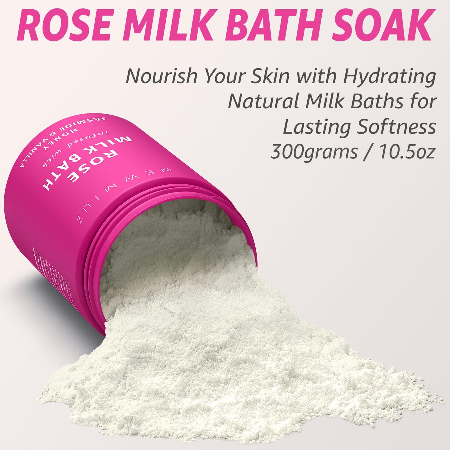 Calming Rose Coconut Milk Bath Soak Moisturize Soften Skin Honey Jasmine Vanilla Destress Luxury Spa Bath Salt Powder Stress Relief Gifts for Women Beauty & Personal Care New Miuz