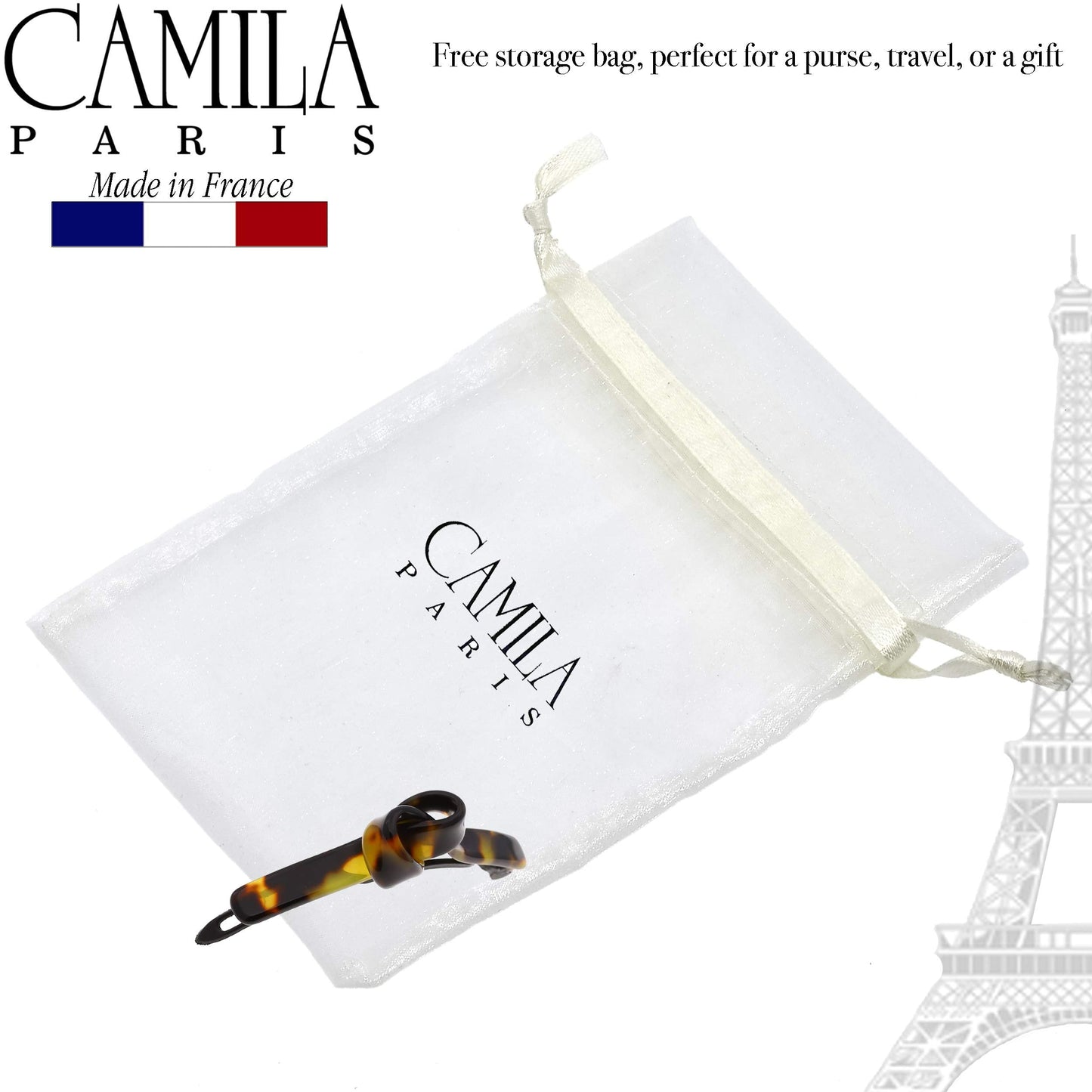 Camila Paris CP2801 French Hair Barrette Clip for Girls, Handmade, Tokyo, Metal-Free Closure Strong Hold Grip Hair Clips for Women, No Slip Beauty & Personal Care Camila