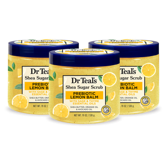 Dr Teal's Shea Sugar Scrub, Prebiotic Lemon Balm, 19 oz (Pack of 3) Beauty & Personal Care Dr Teal's