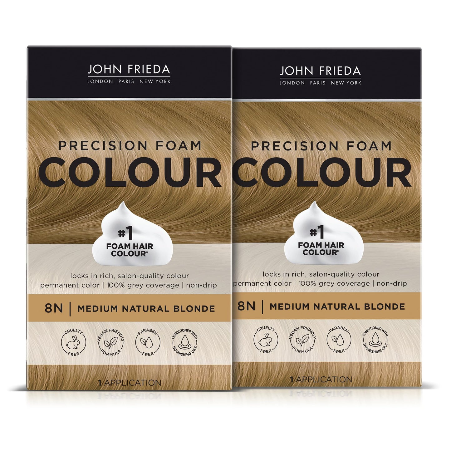 John Frieda Precision Foam Colour, Medium Natural Blonde 8N, Full-coverage Hair Color Kit, Anti-Fade Gray Coverage, Deep Color Saturation Hair Dye Beauty & Personal Care John Frieda