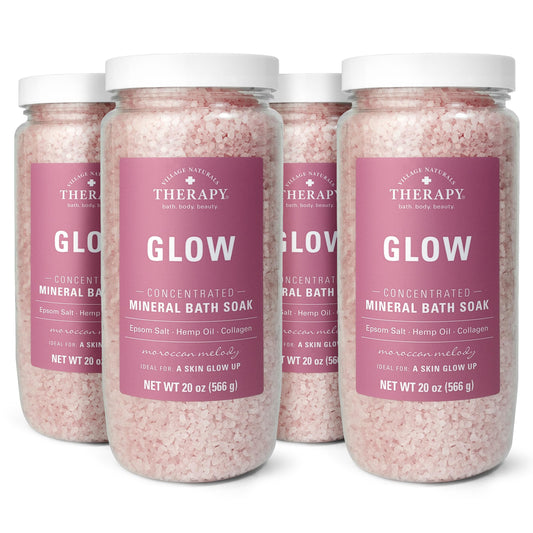 Village Naturals Therapy Glow Concentrated Mineral Bath Soak, Moroccan Melody Scent, 20 oz, Pack of 4 Beauty and Personal Care Village Naturals Therapy