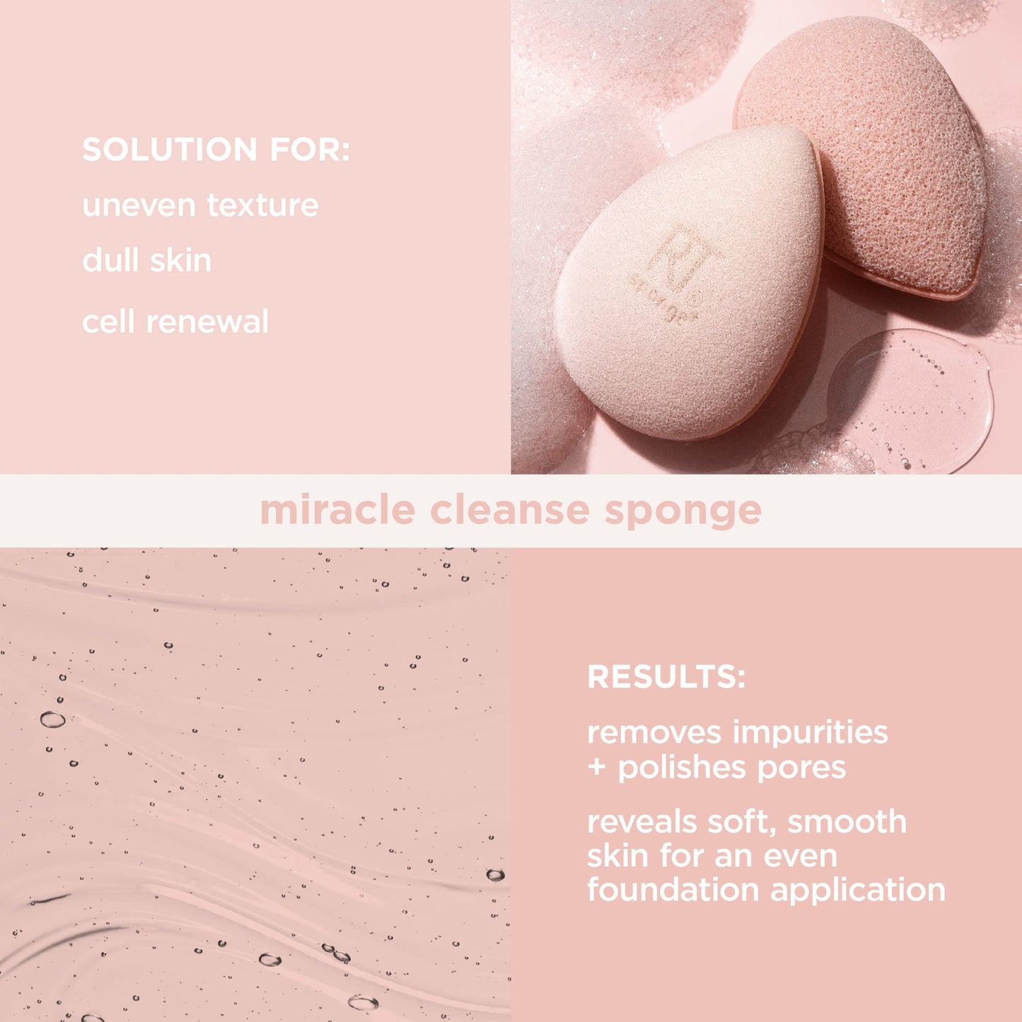 Real Techniques Miracle Cleansing Sponge, Skincare Facial Cleansing Tool with Probiotics, Exfoliate & Deep Cleans Pores, Dual Sided, Gentle on Skin Beauty & Personal Care Real Techniques