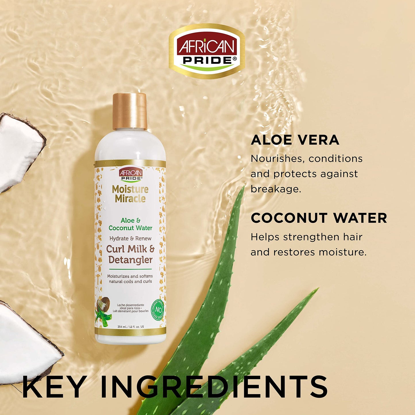 African Pride Moisture Miracle Hydrate & Renew Curl Milk & Hair Detangler, For Natural Coils & Curls, Hydrates & Controls Frizz, 12 oz Beauty & Personal Care African Pride