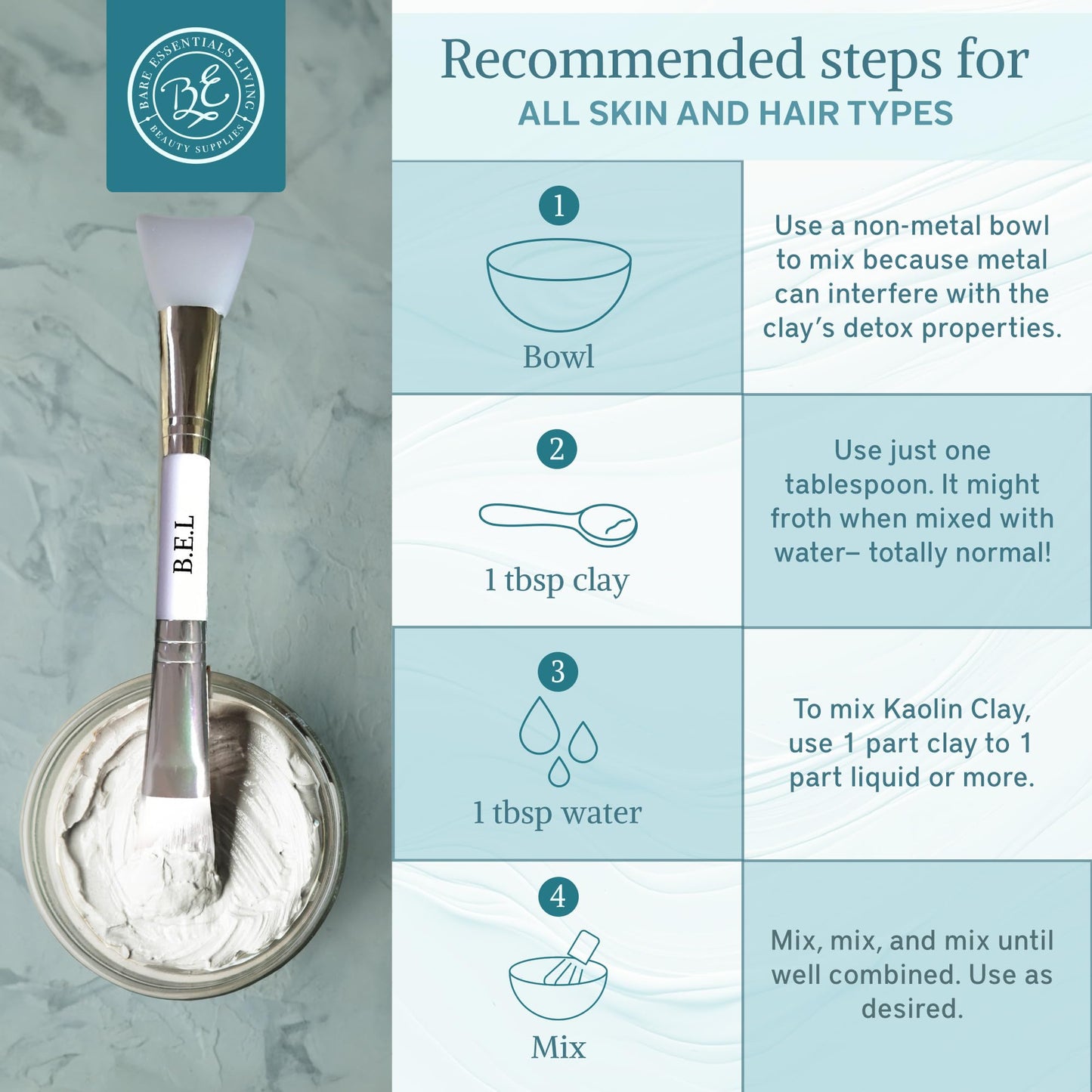 Bare Essentials Living - White Kaolin Clay Powder (12oz) 100% Natural White Powdered Clay for Seed Bombs, White Clay Mask, DIY Spa, Soap, Bath Bomb Beauty & Personal Care Bare Essentials Living