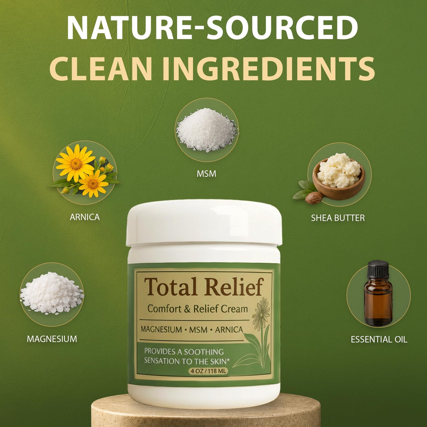HiRelief Official Total Relief - Magnesium Cream - Soothing Topical Lotion for Muscles, Joints & Legs - Magnesium Chloride with MSM, Arnica & B6 Beauty and Personal Care HiRelief