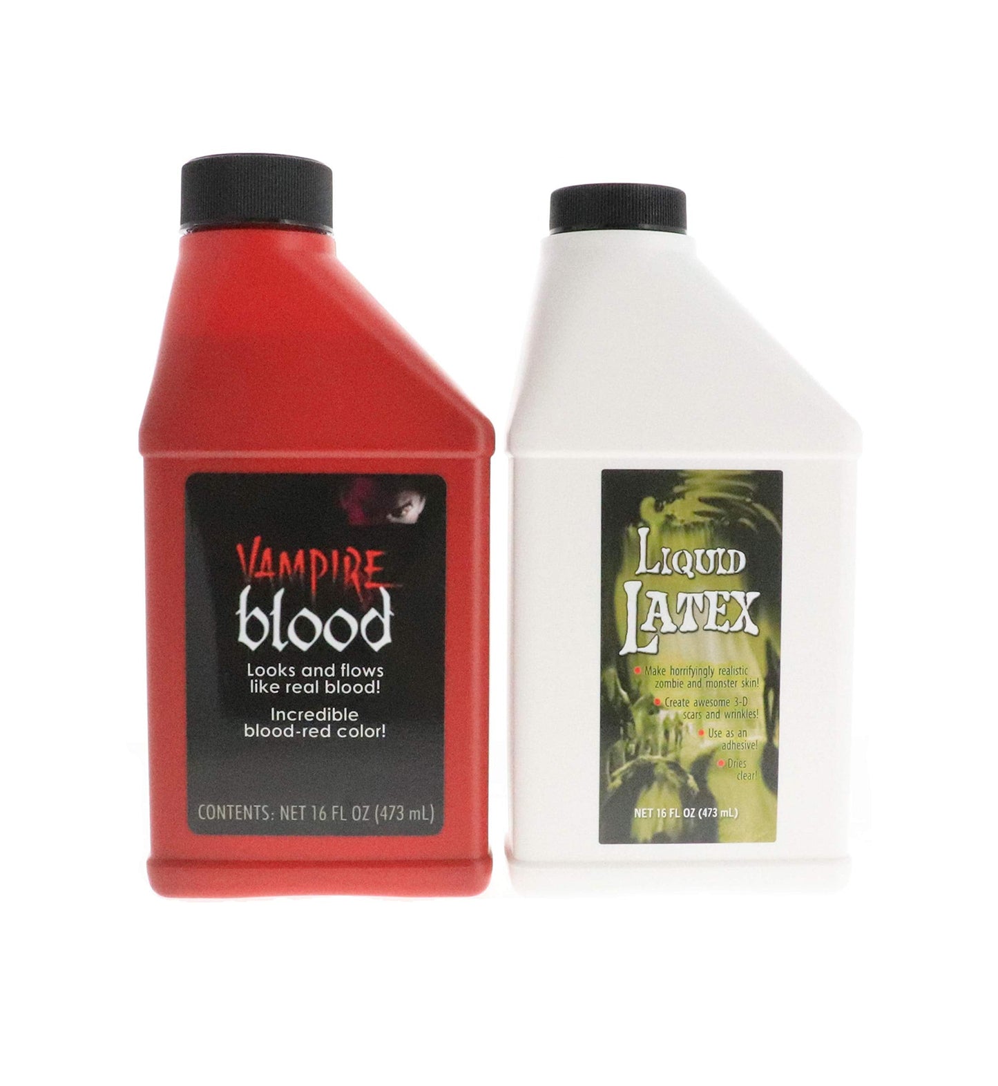 Fake Blood and Liquid Latex 16 Oz - Combo Kit - for Adults and Kids, Vampire Blood, Ideal for Artwork, Theater and Cosplays, 2 Full Pints Beauty & Personal Care Liquid Latex Fashions