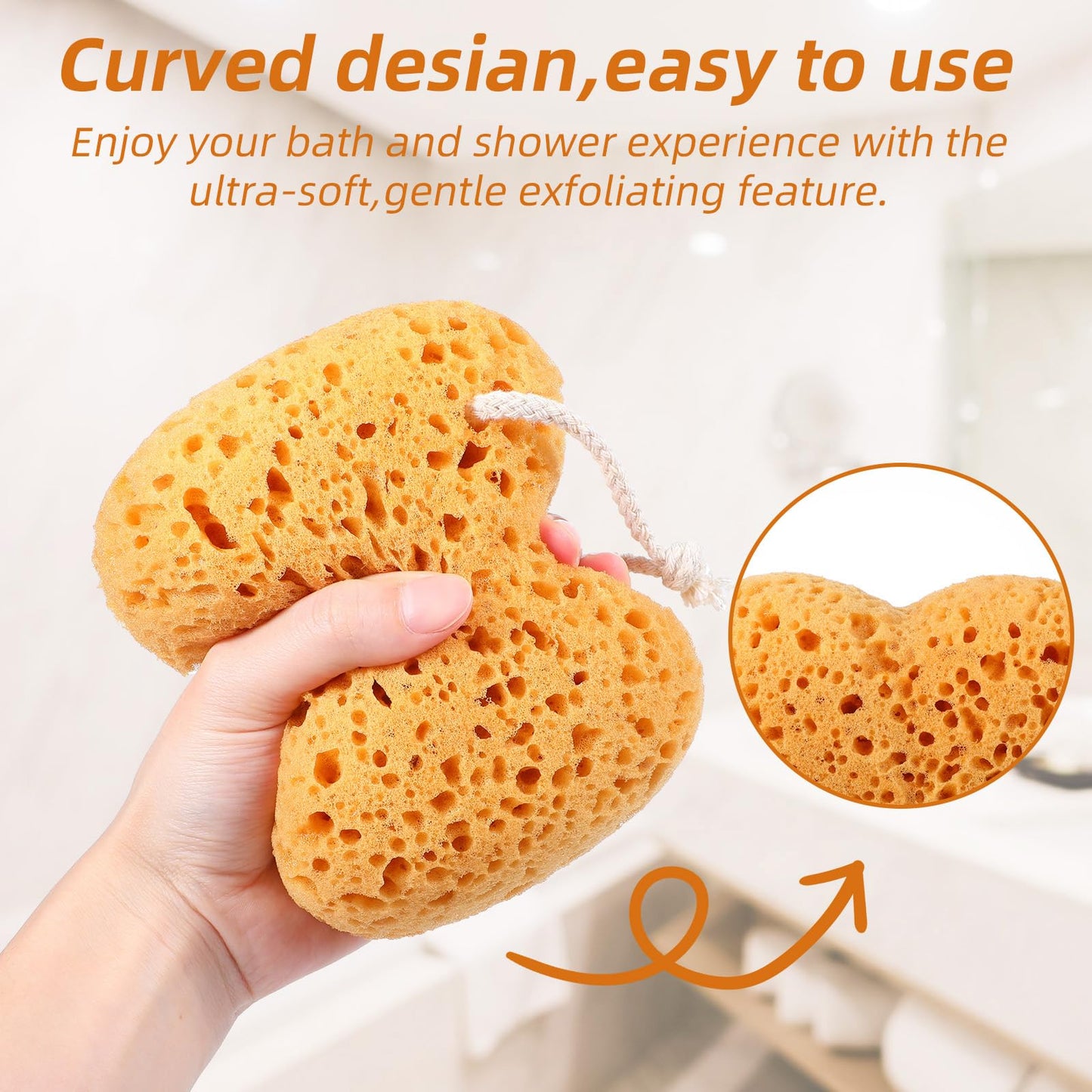 DOPENSPI 2 Pcs Sea Sponges for Shower, Honeycomb Bath Sponge Large Soft Shower Sponges Exfoliating Body Sponge Puff Dense Foam Sea Sponge with Hanging Beauty and Personal Care DOPENSPI