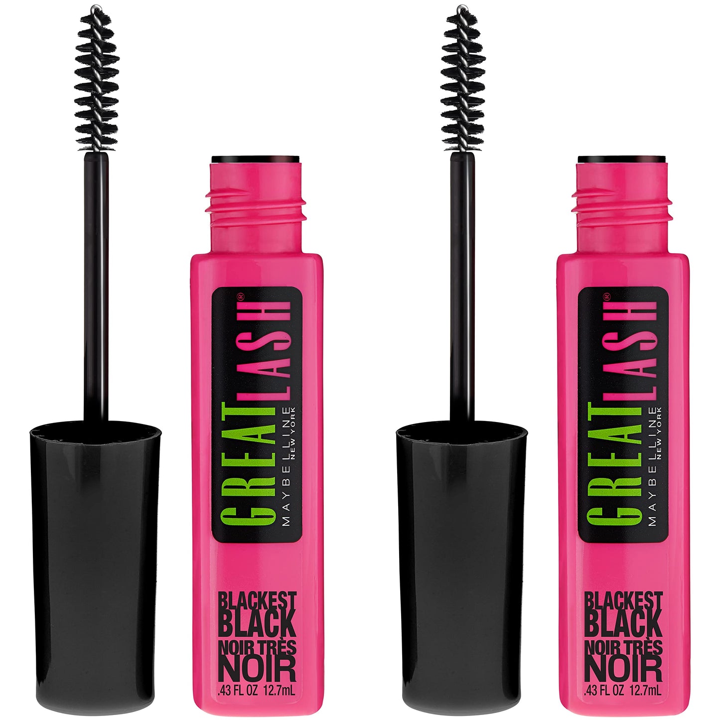 Maybelline Great Lash Washable Mascara Makeup, Volumizing Lash-Doubling Formula That Conditions As It Thickens, Blackest Black, 2 Count Beauty & Personal Care MAYBELLINE