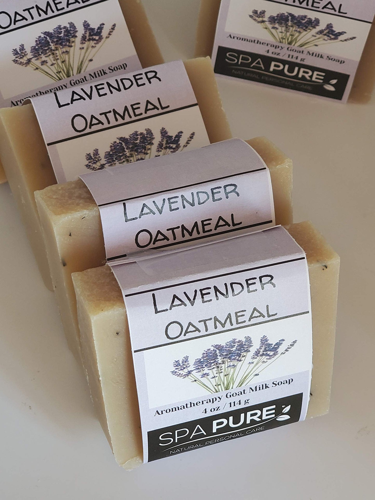 Spa Pure Aromatherapy Goatmilk Soap, Lavender Oatmeal, plant based ingredients, Lavender essential oil, all natural, 4.5 oz each (Lavender Oatmeal) Beauty & Personal Care Spa Pure