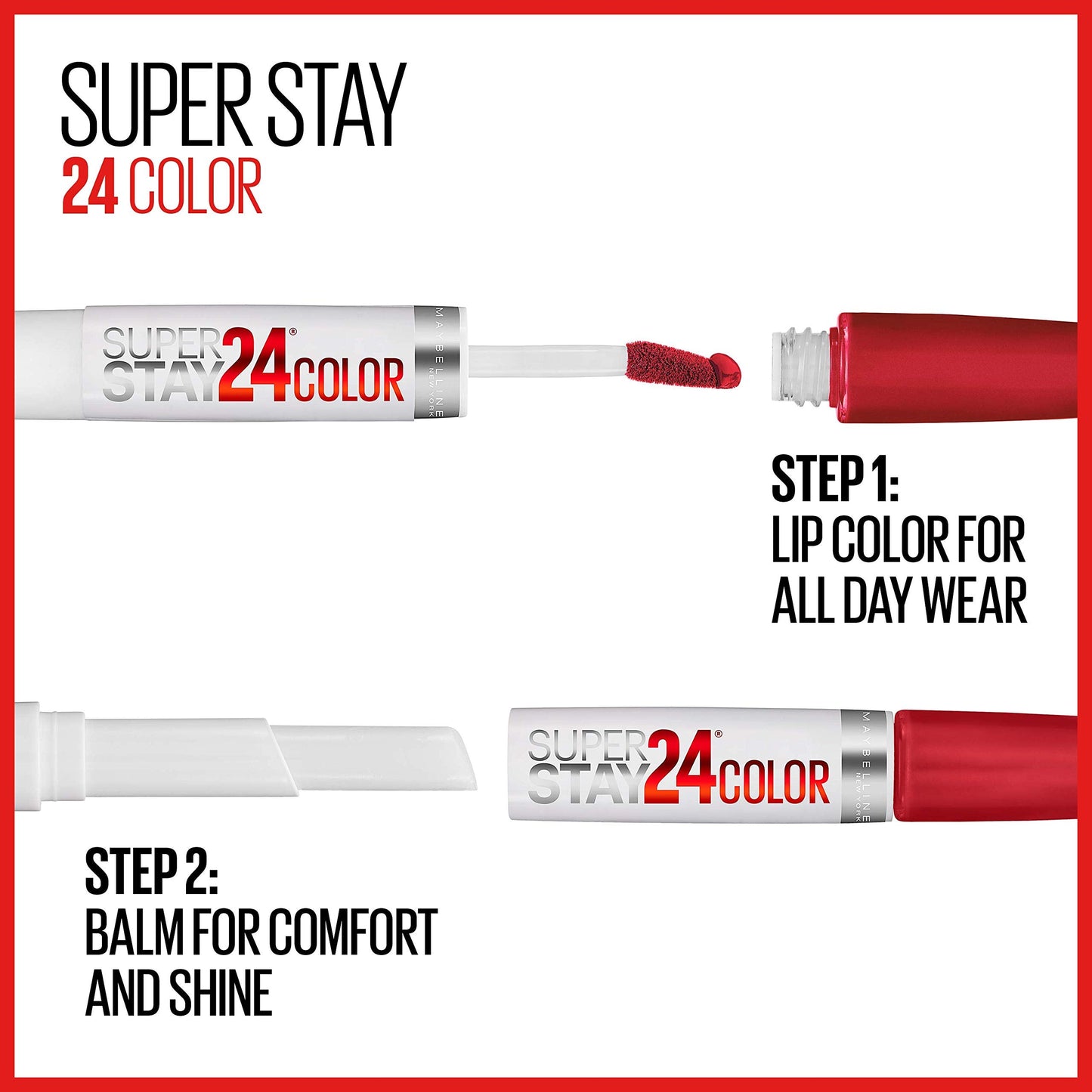 Maybelline Super Stay 24, 2-Step Liquid Lipstick Makeup, Long Lasting Highly Pigmented Color with Moisturizing Balm, Always Heather, Magenta, 1 Count Beauty & Personal Care MAYBELLINE