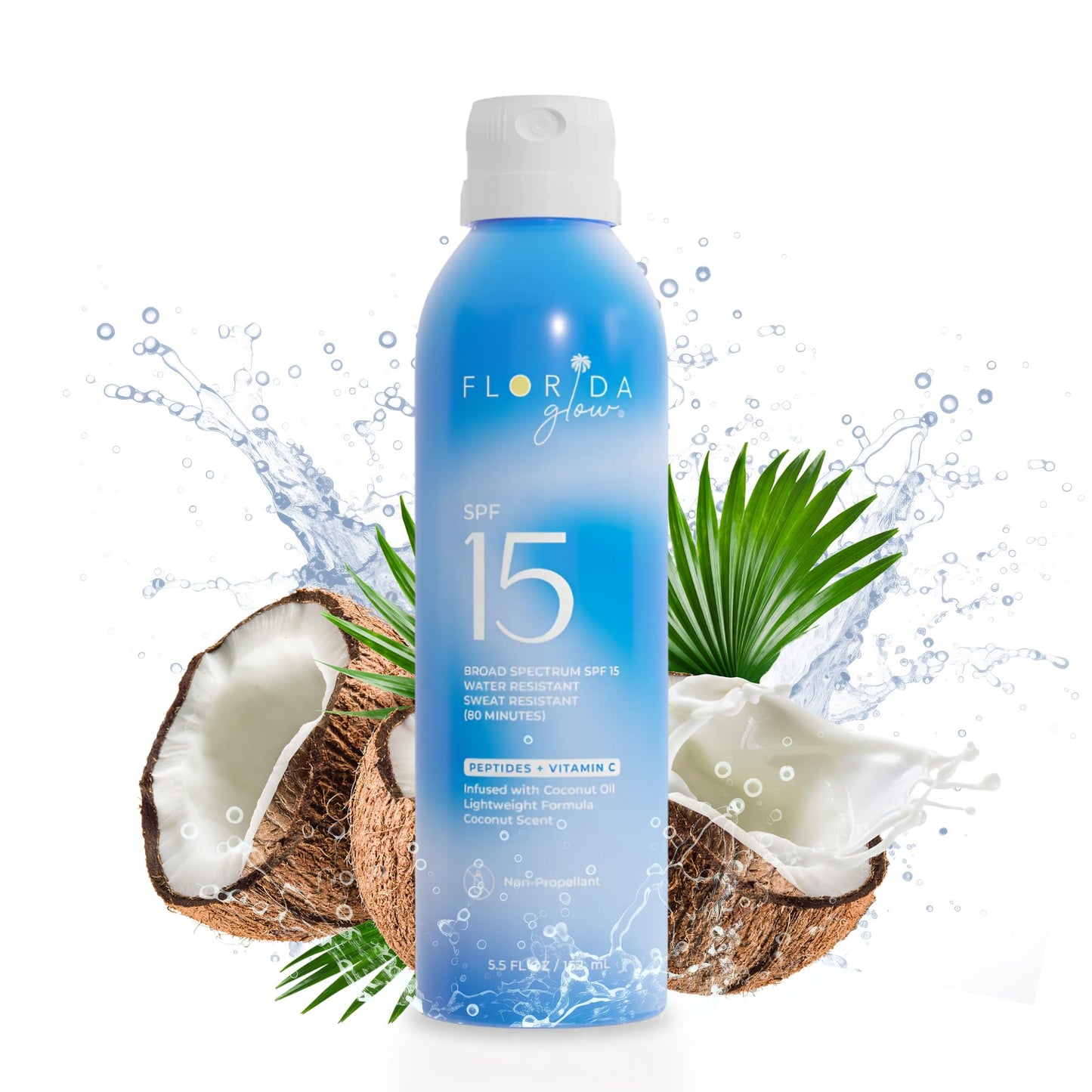 Florida Glow SPF 15 Sunscreen Spray - Hawaii 104 Reef Act & Florida Keys Compliant, Broad Spectrum, Water Resistant - Sun screen protector for face Beauty & Personal Care Florida Salt Scrubs
