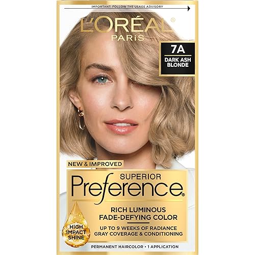 L'Oreal Paris Superior Preference Luminous Fade-Defying Permanent Hair Color, Hair Dye For Up to 9 Weeks of Radiance, Dark Ash Blonde 7A, 1 Hair Dye Beauty & Personal Care L'Oreal Paris