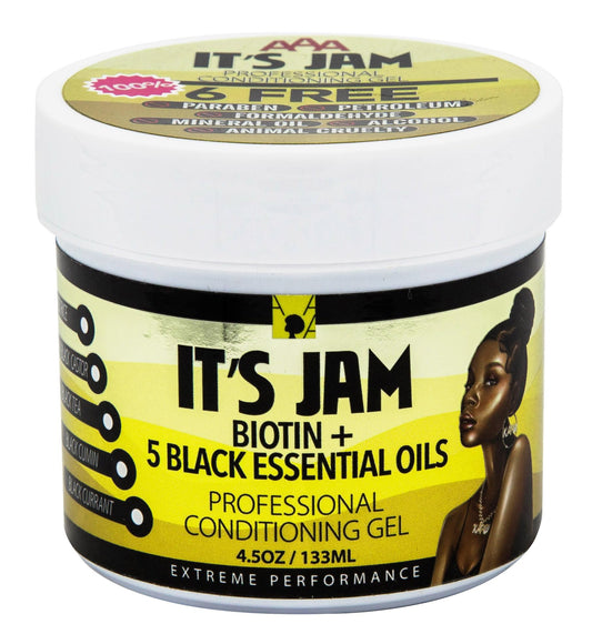 African Anti Aging It's Jam Professional Conditioning Gel With Biotin + 5 Black Essential Oils 4.5 Oz (Pack of 1) Beauty & Personal Care African Anti Aging
