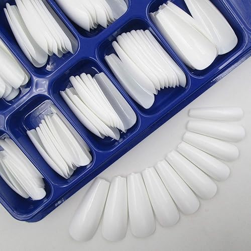 100pc White Press on Nails Medium Coffin Fake Nails, Medium Press-on Nail Coffin Acrylic Nails Press ons Nail White False Nail Glossy Ballerina Beauty & Personal Care LoveOurHome