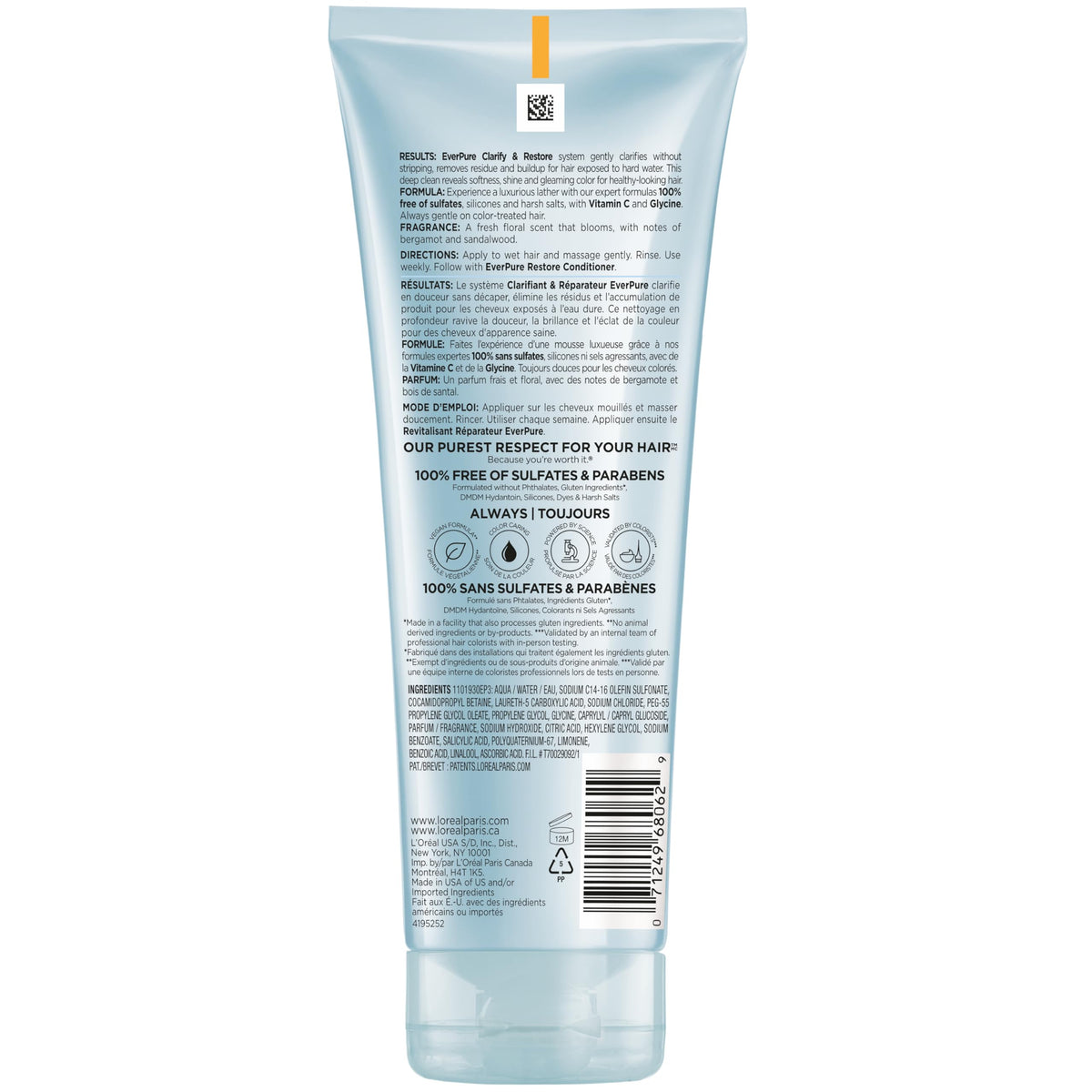 L'Oreal Paris Clarify Sulfate Free Shampoo with Antioxidants, Clarifying Shampoo for Hard Water Exposure and Styling Build-up, EverPure, 6.8 Fl Oz Beauty & Personal Care L'Oreal Paris