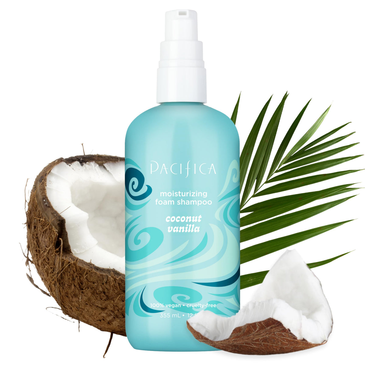 Pacifica Coconut Vanilla Moisturizing Foam Shampoo - Hydrating Foaming Shampoo for Dry, Dull or Damaged Hair, Lightweight Lather, Sulfate-Free Clean