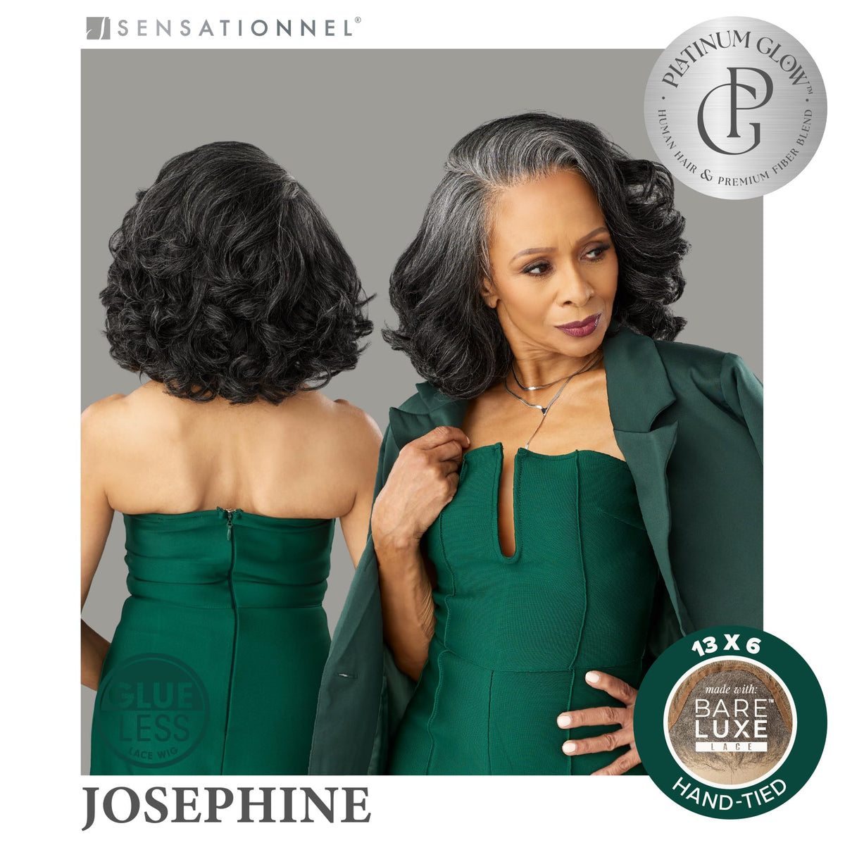Sensationnel Platinum Glow 13x6 Wig-Josephine, 1 JETBLACK